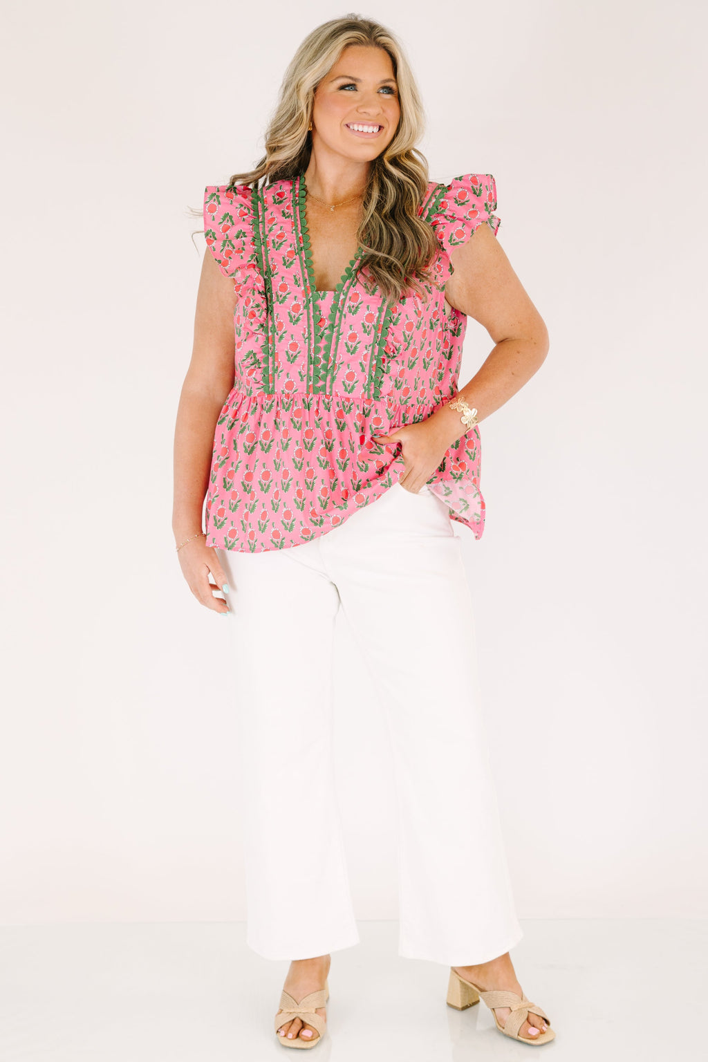 Back In Bloom Top, Pink-Green