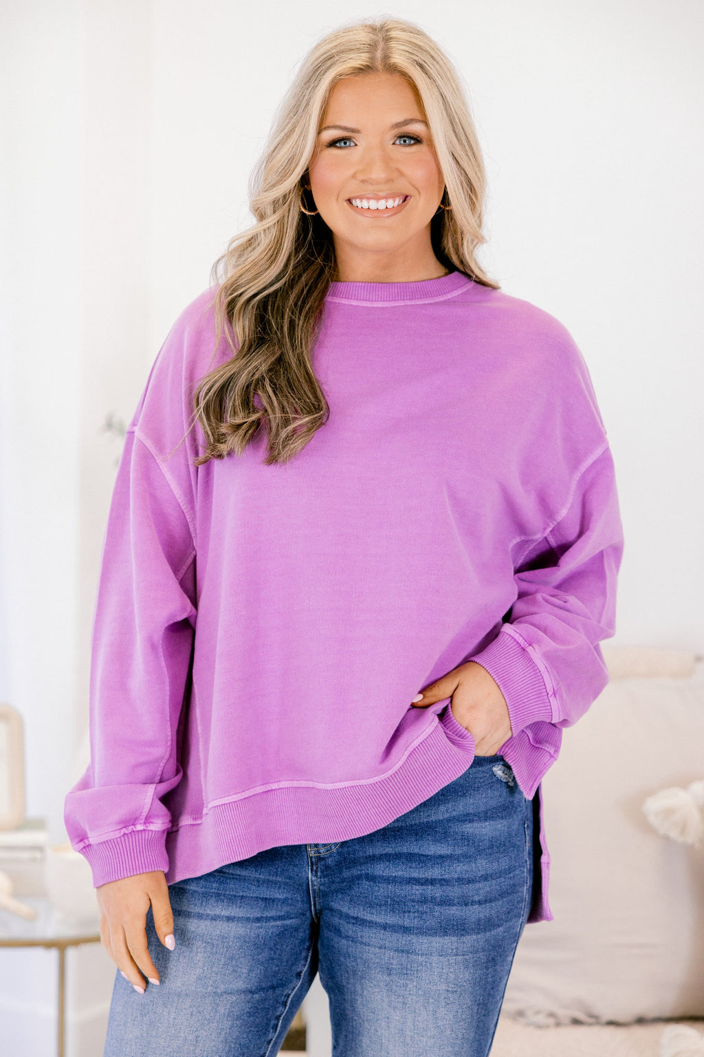 Back To Basics Pullover, Light Plum