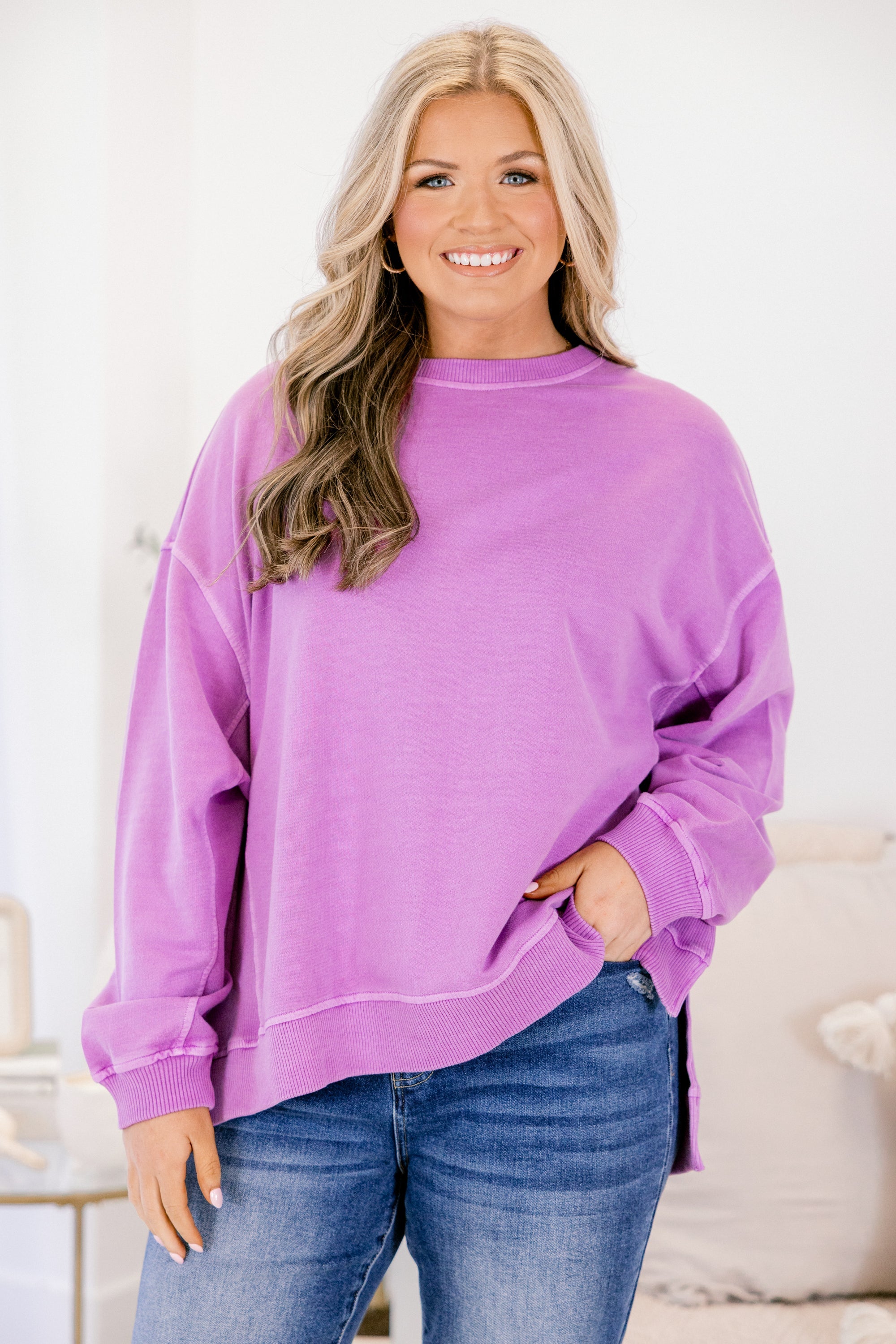 Back To Basics Pullover, Light Plum