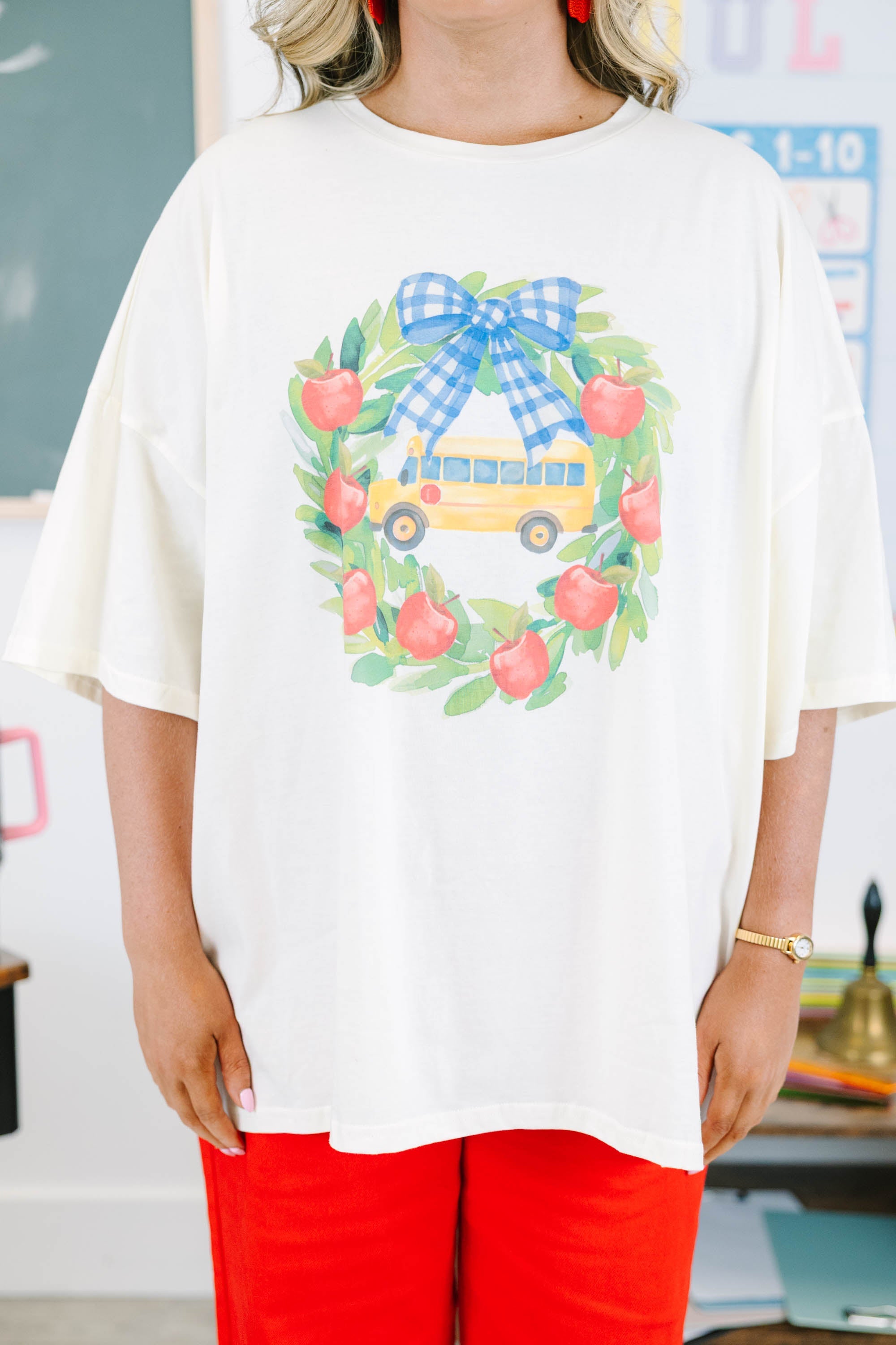 Back to School Boyfriend Tee, Ivory