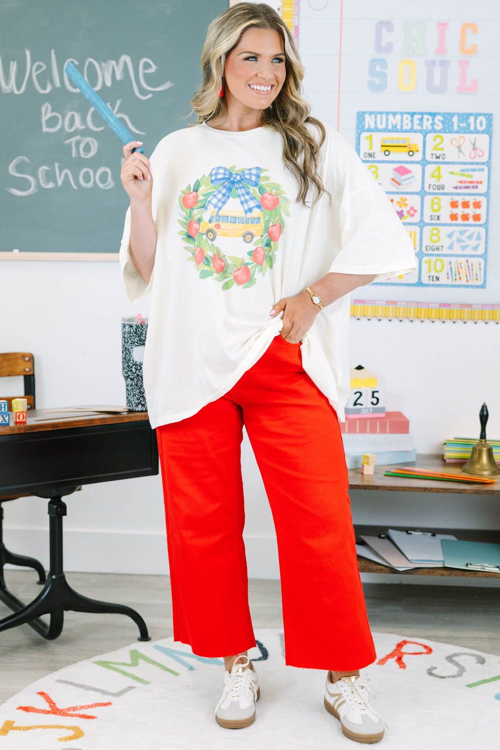 Back to School Boyfriend Tee, Ivory