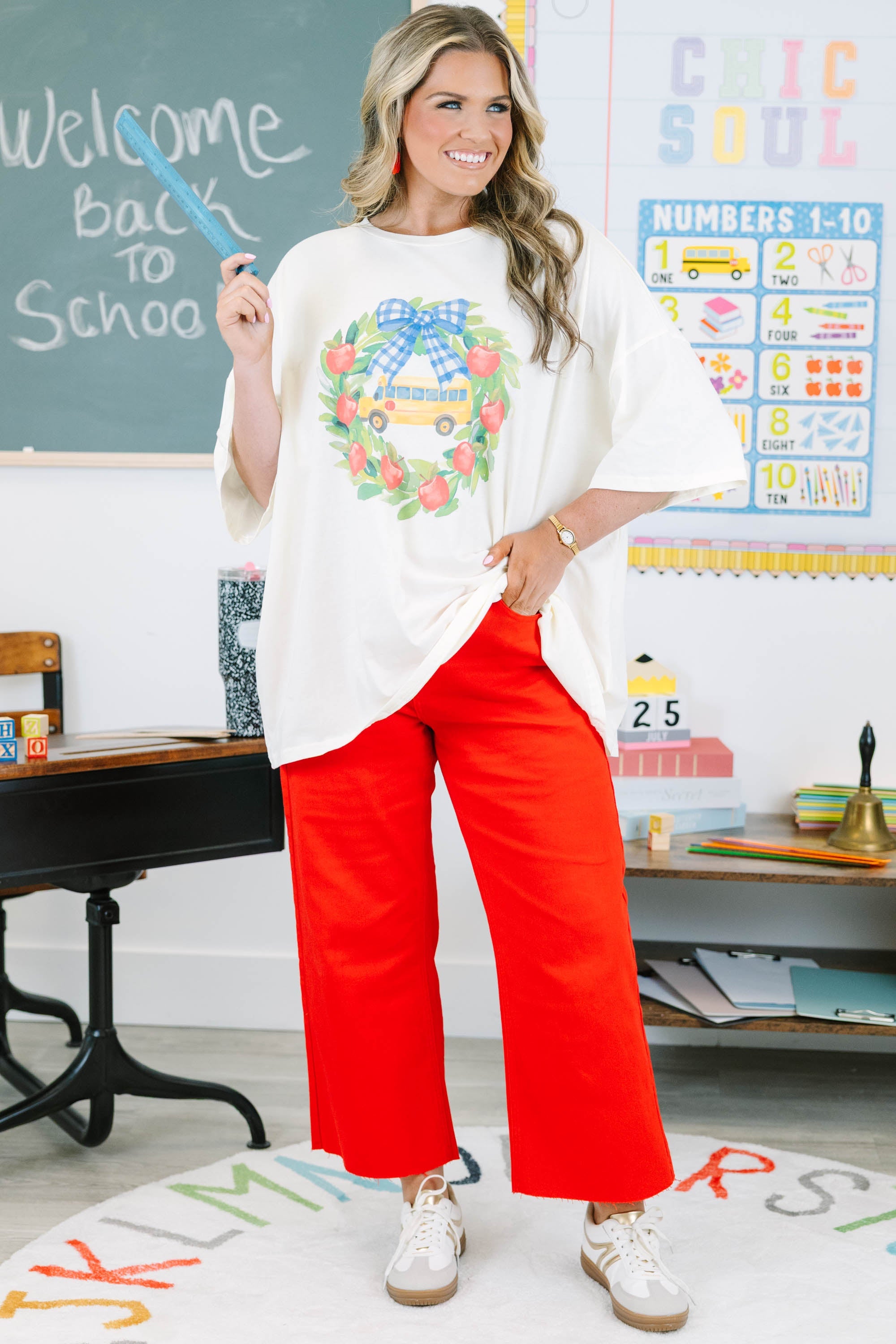 Back to School Boyfriend Tee, Ivory
