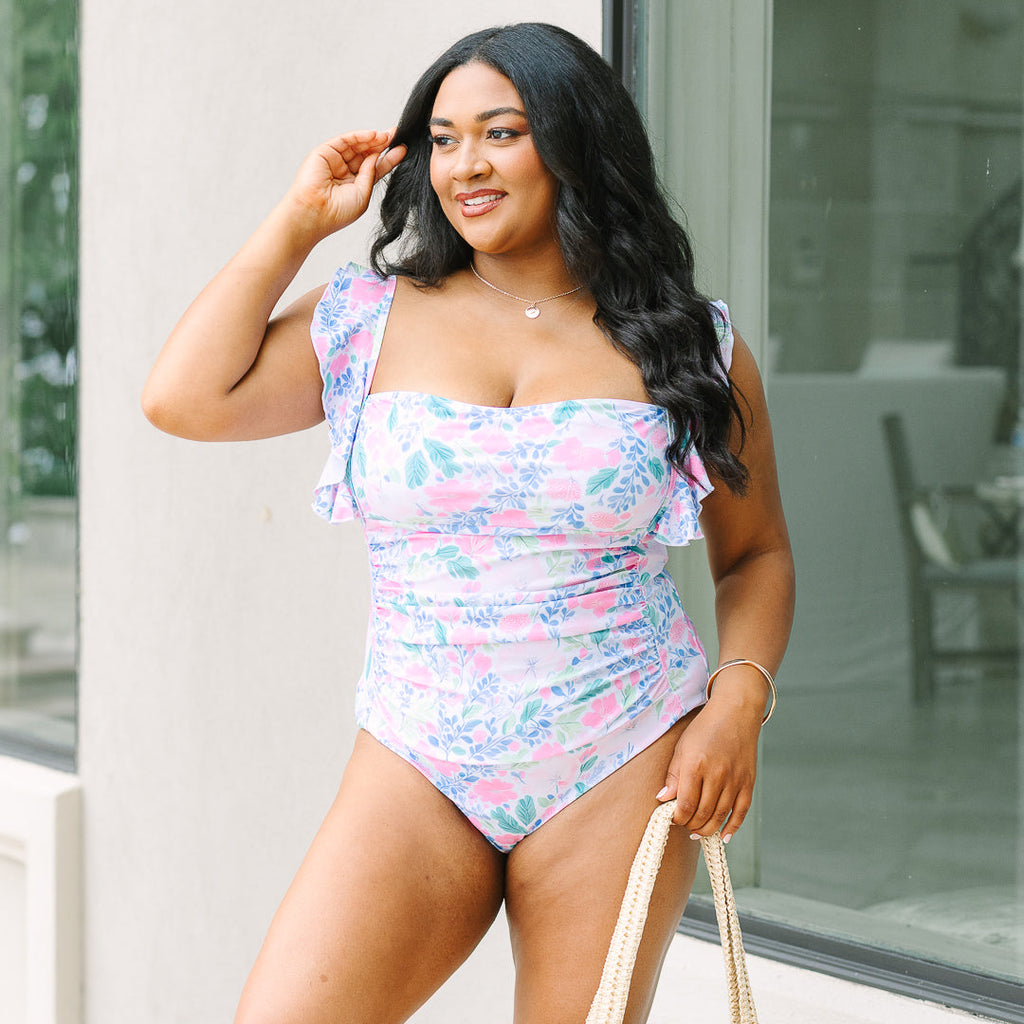 Bahama Beauty Swimsuit, Blue Floral