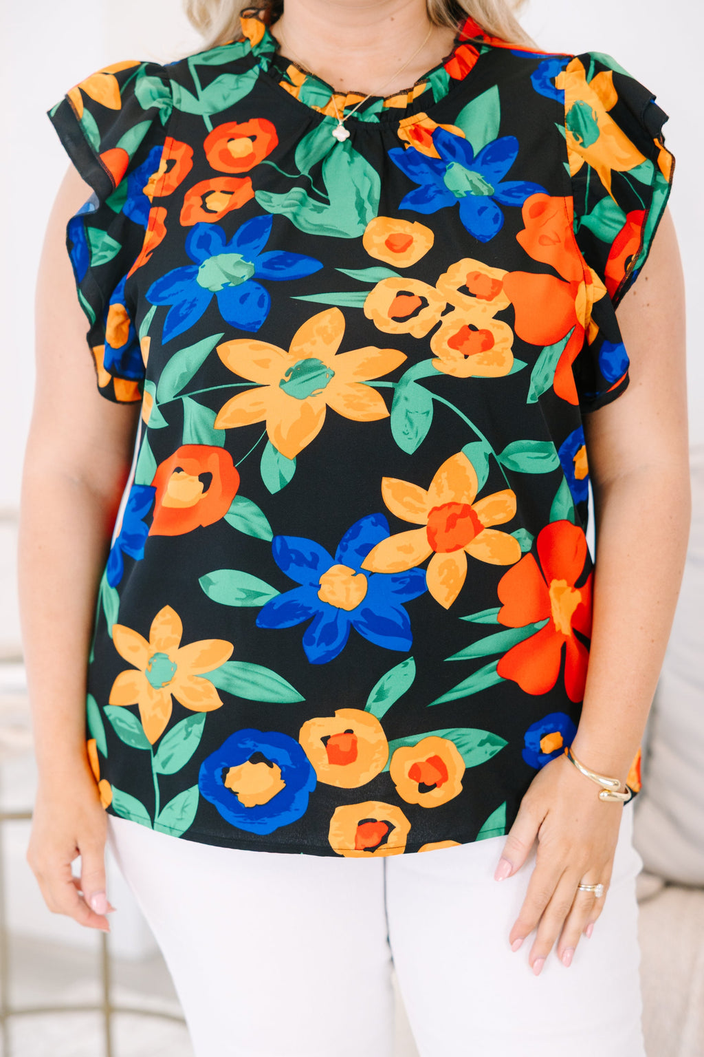 Be In A Flutter Top, Black