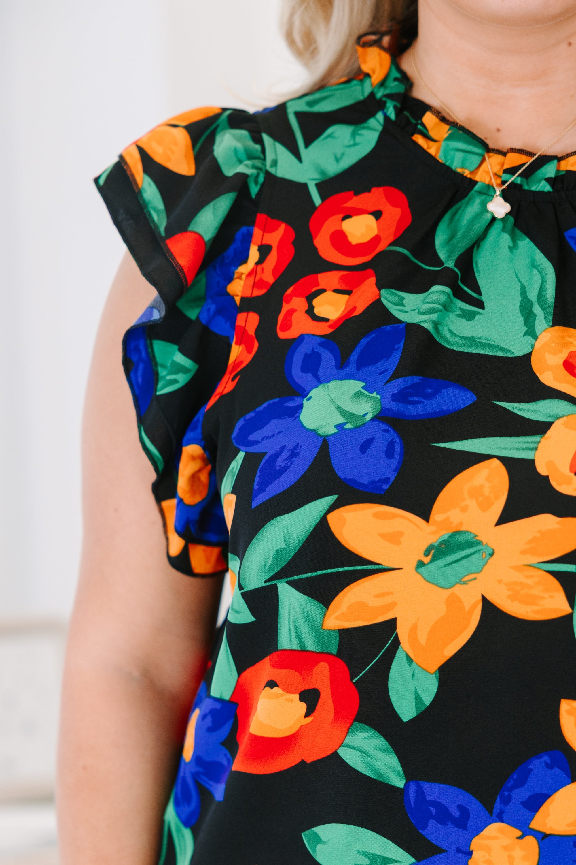Be In A Flutter Top, Black