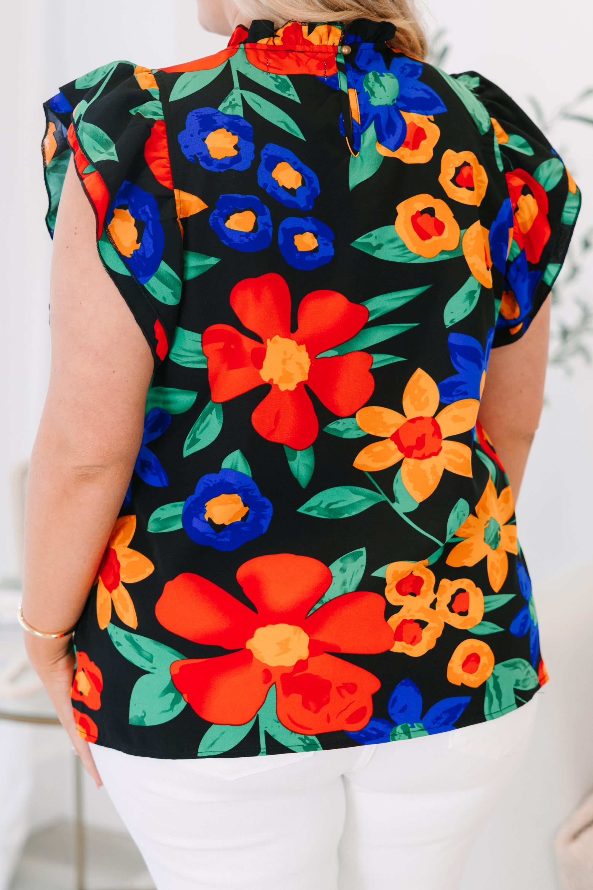 Be In A Flutter Top, Black