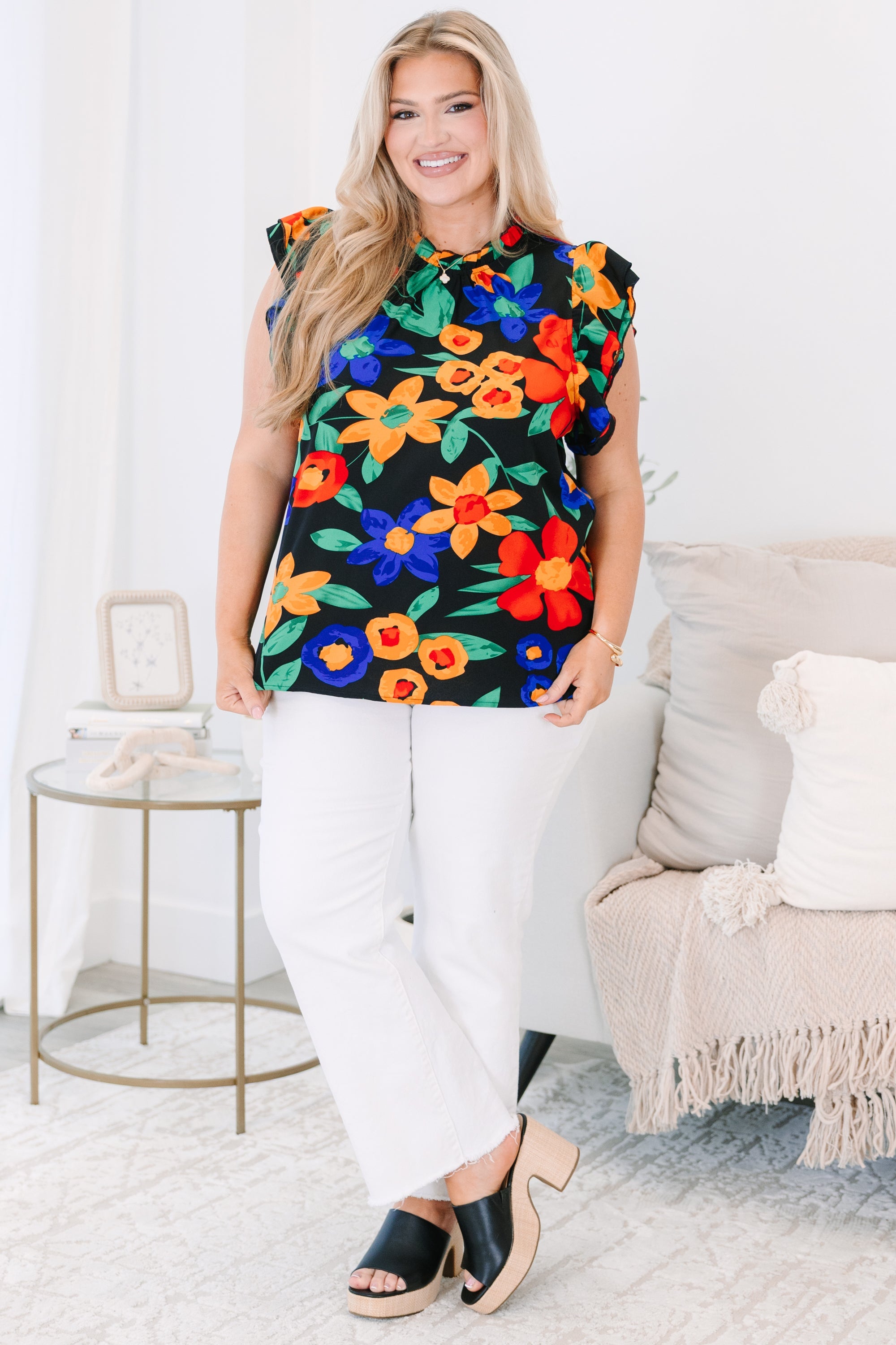 Be In A Flutter Top, Black