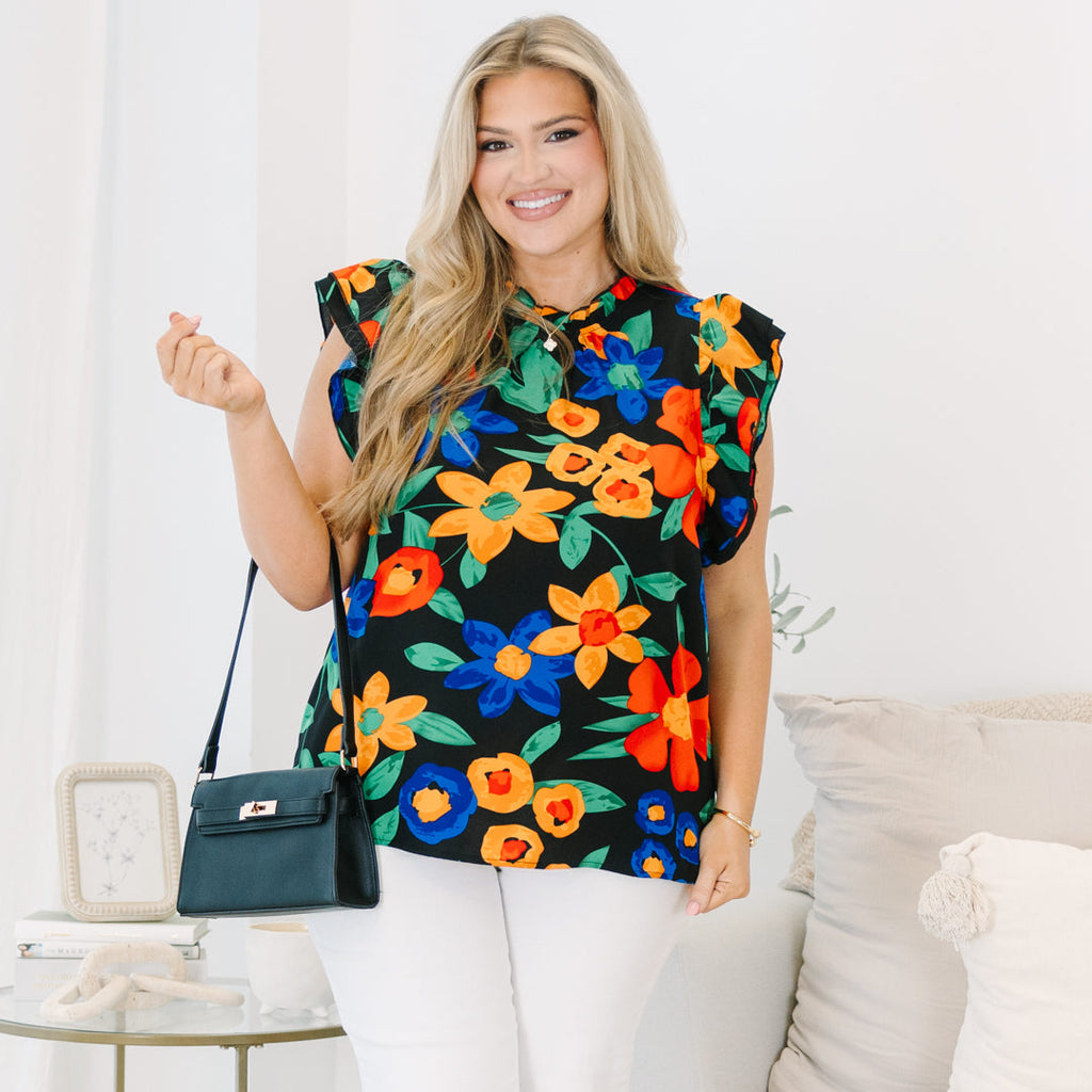 Be In A Flutter Top, Black