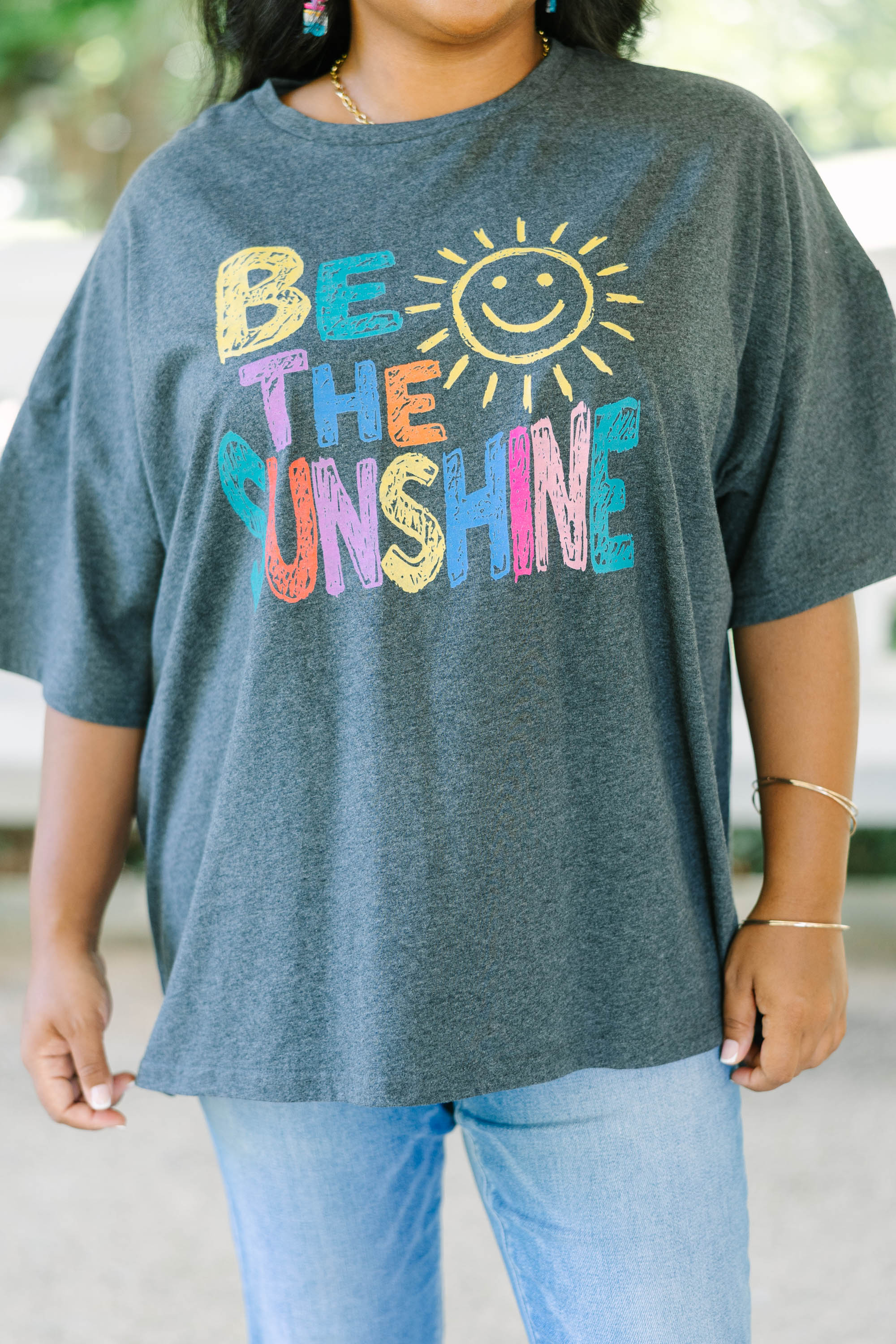 Be the Light Boyfriend Tee, Charcoal