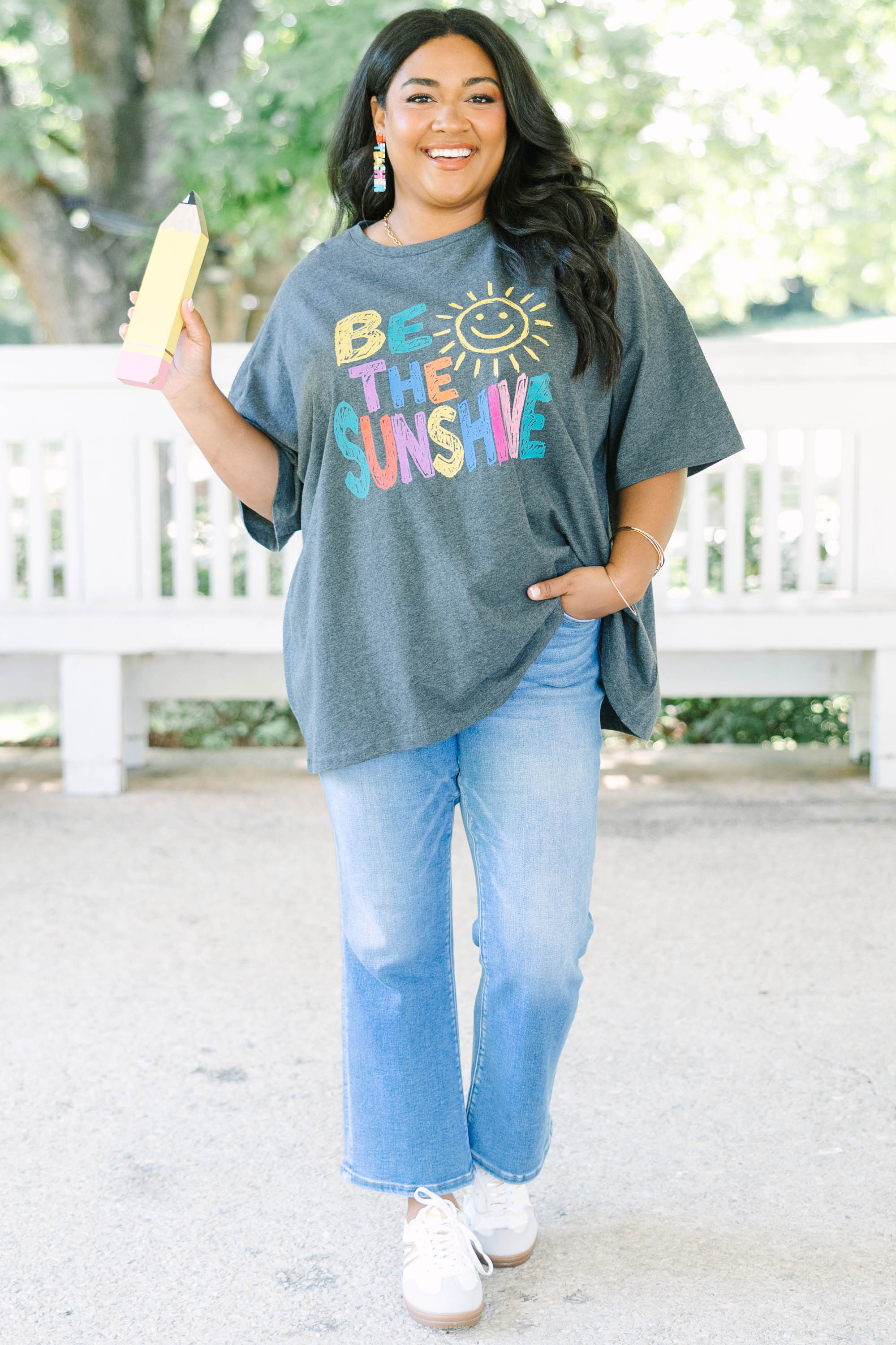 Be the Light Boyfriend Tee, Charcoal