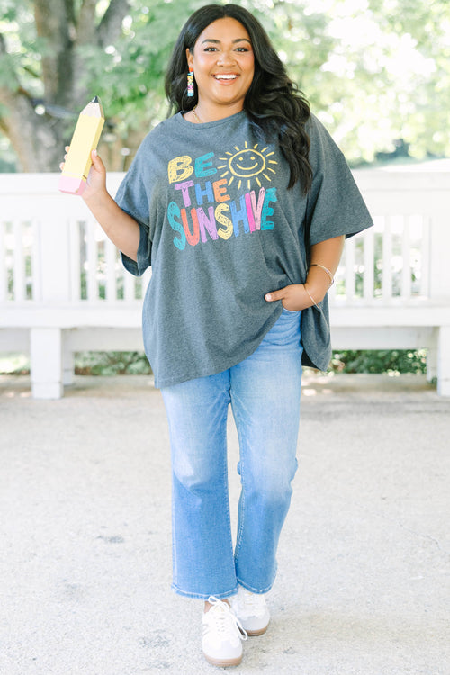 Be the Light Boyfriend Tee, Charcoal