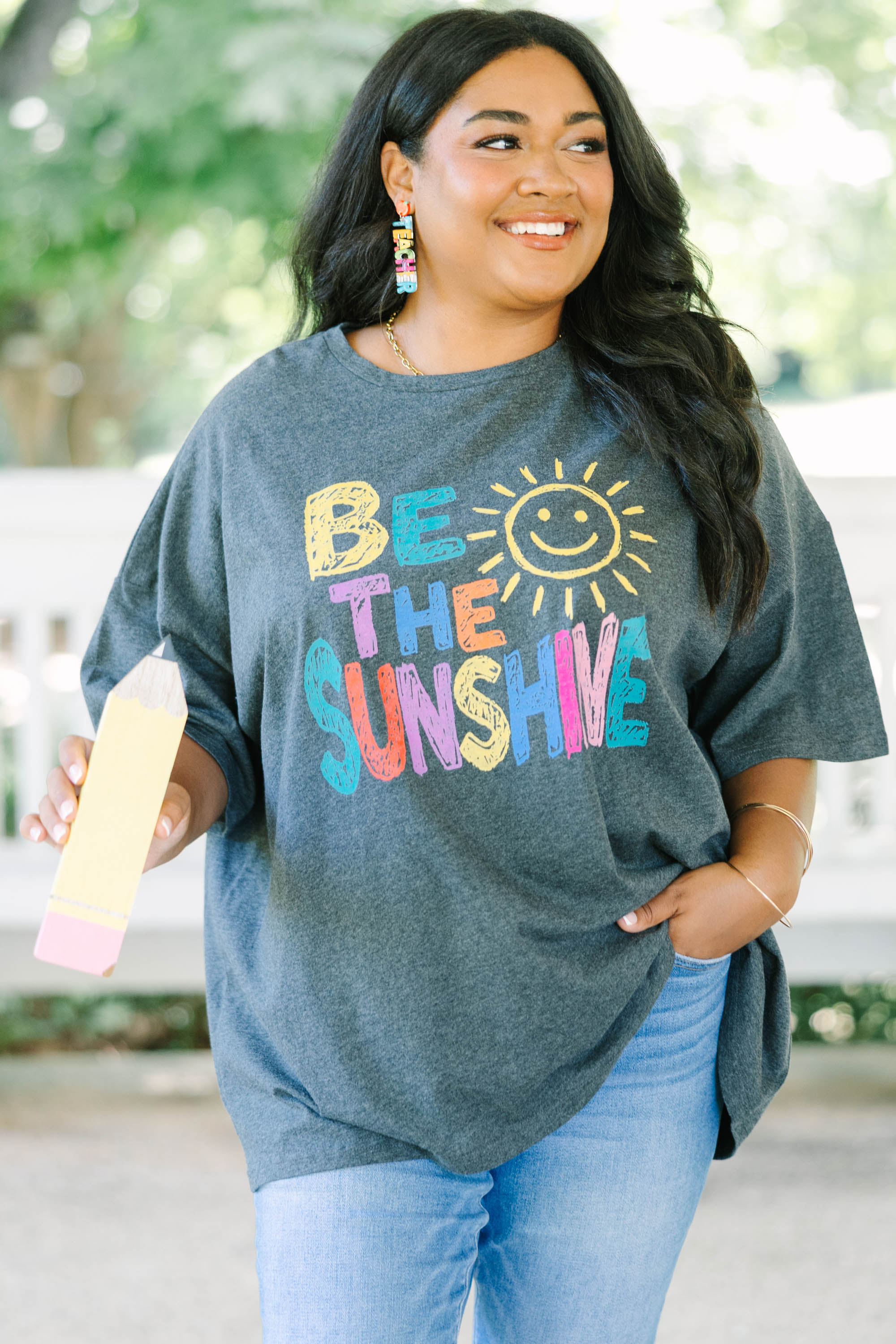Be the Light Boyfriend Tee, Charcoal