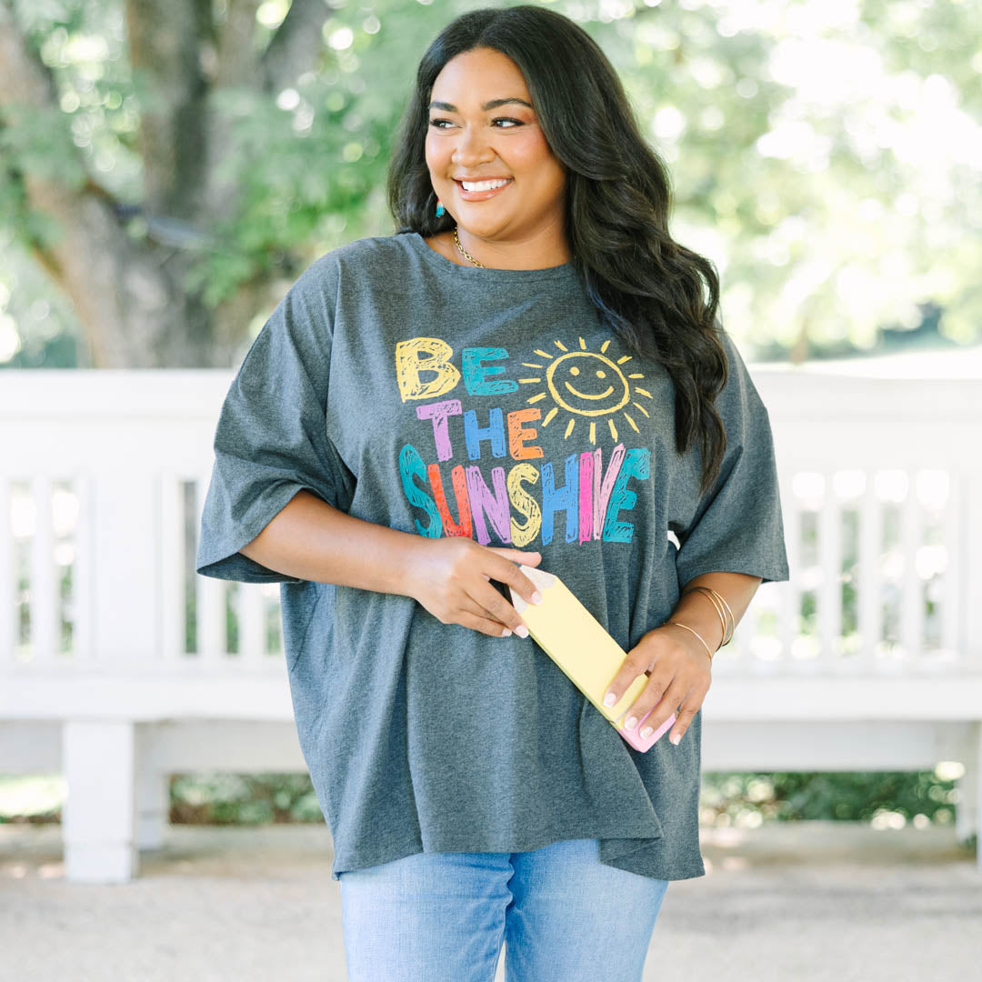 Be the Light Boyfriend Tee, Charcoal