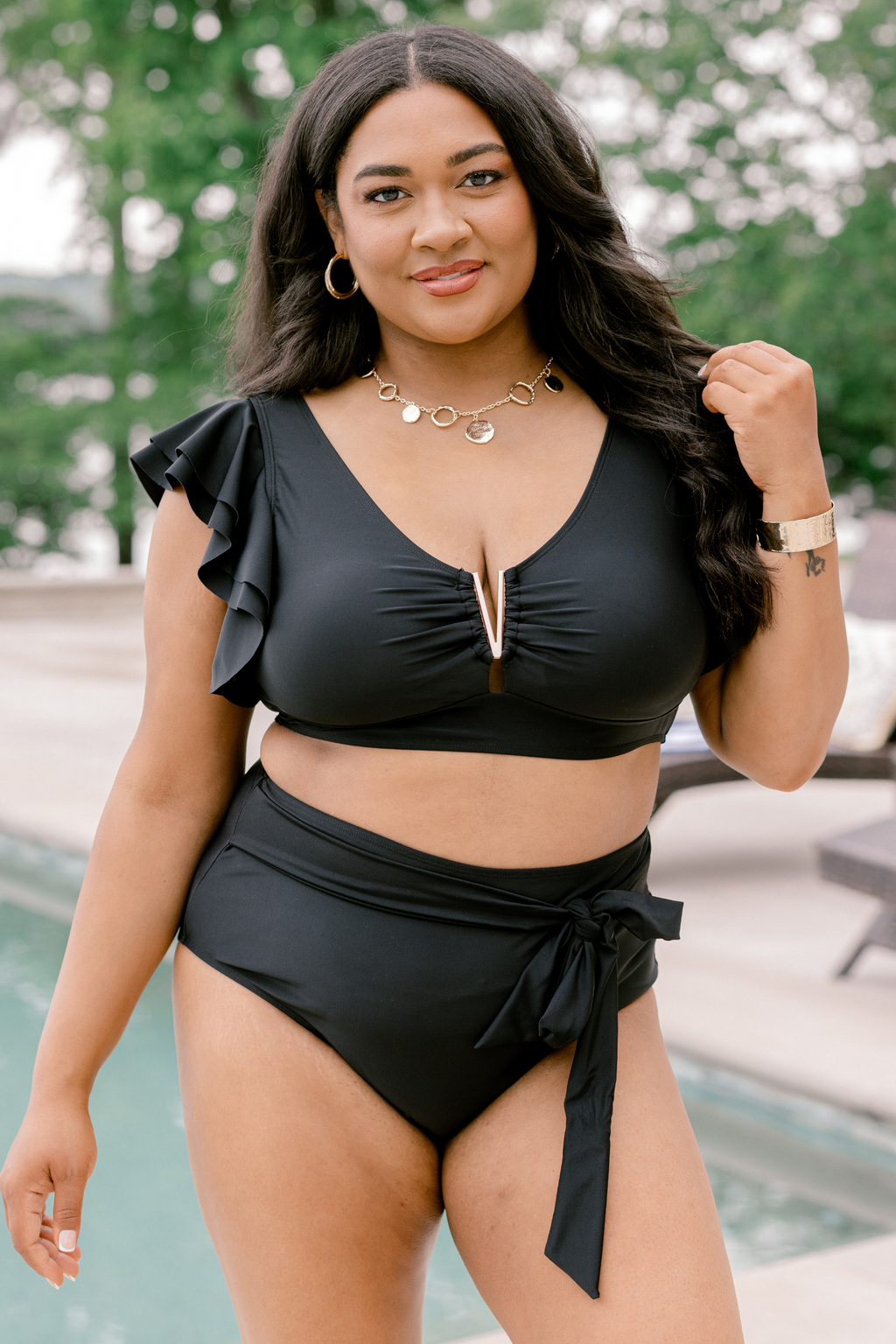 Beach Babe Swim Top, Black
