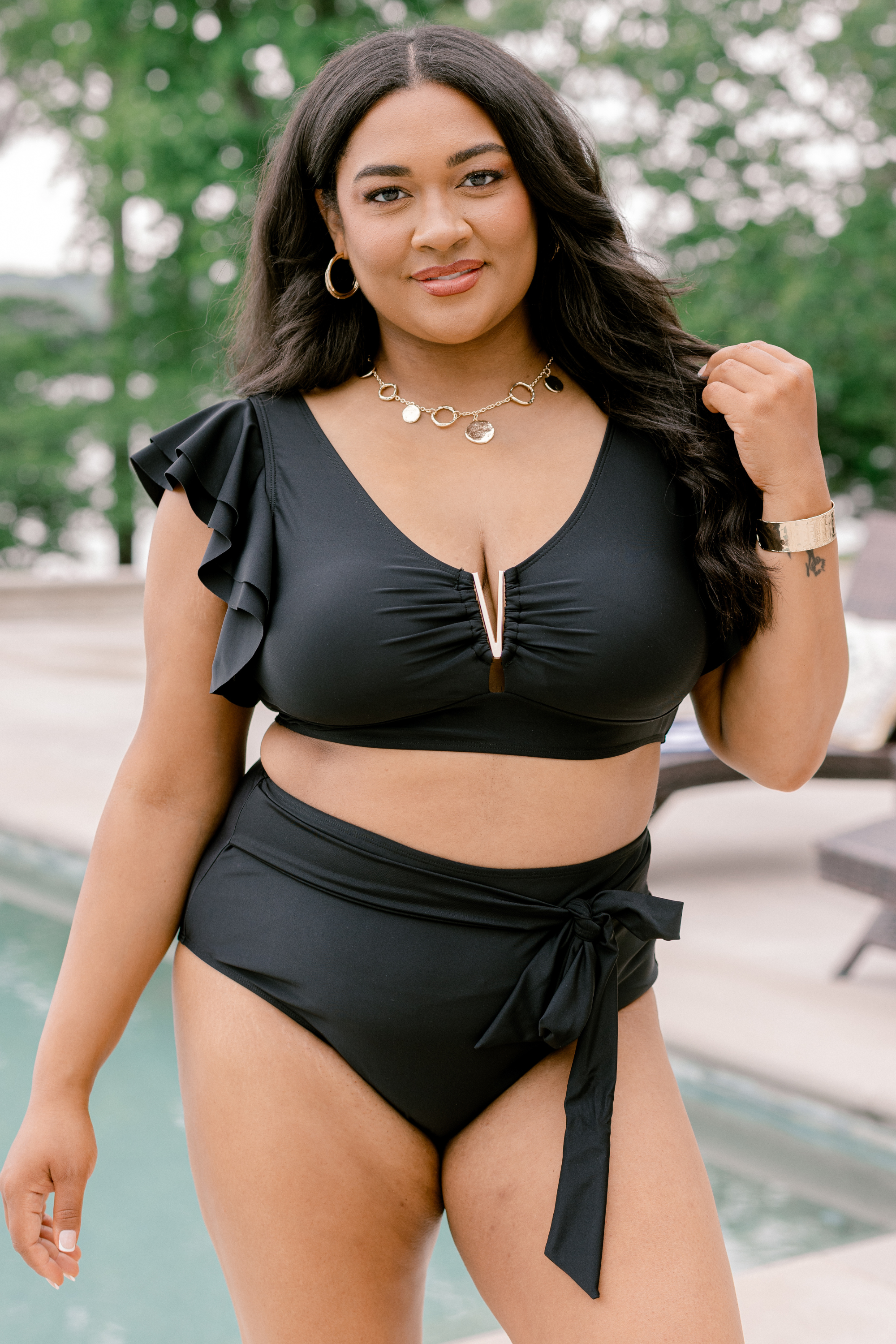 Beach Babe Swim Top, Black