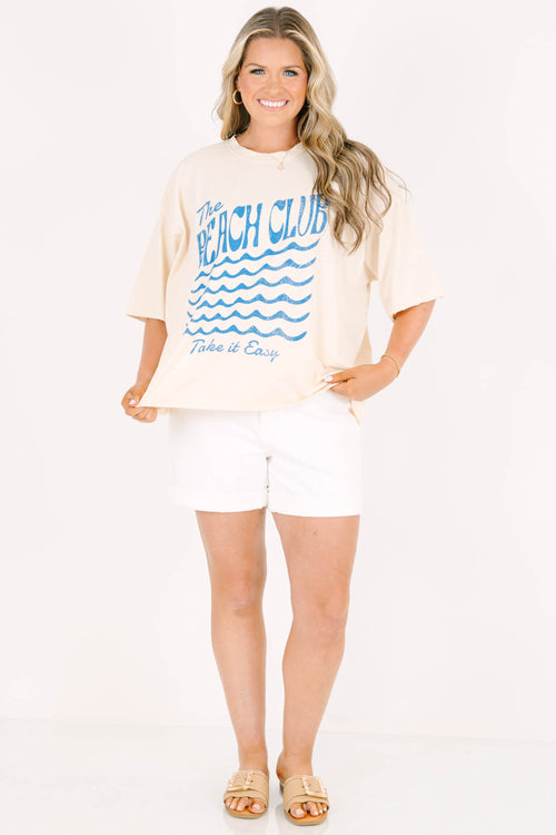 Beach Club Vintage Wash Tee, Sand