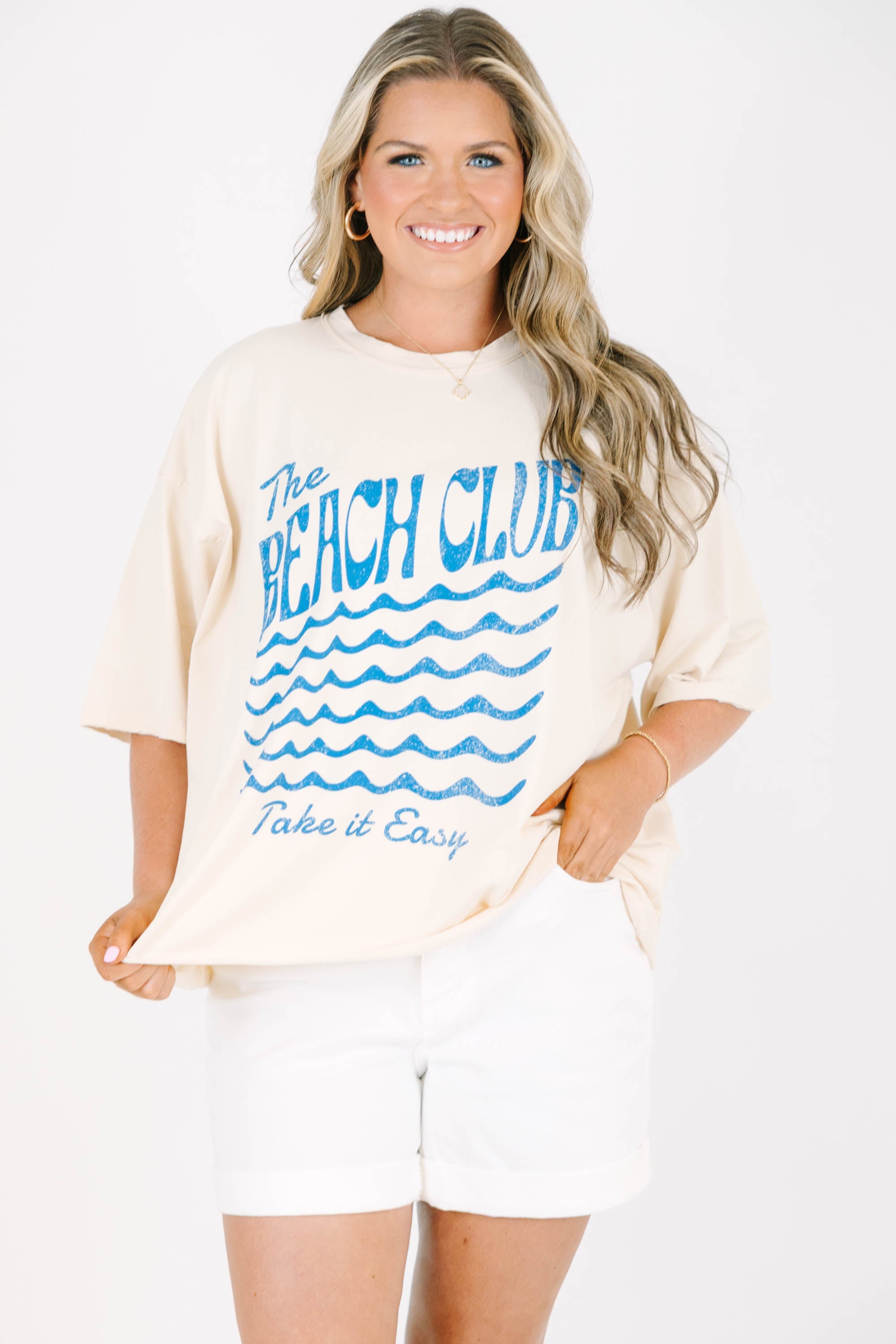 Beach Club Vintage Wash Tee, Sand