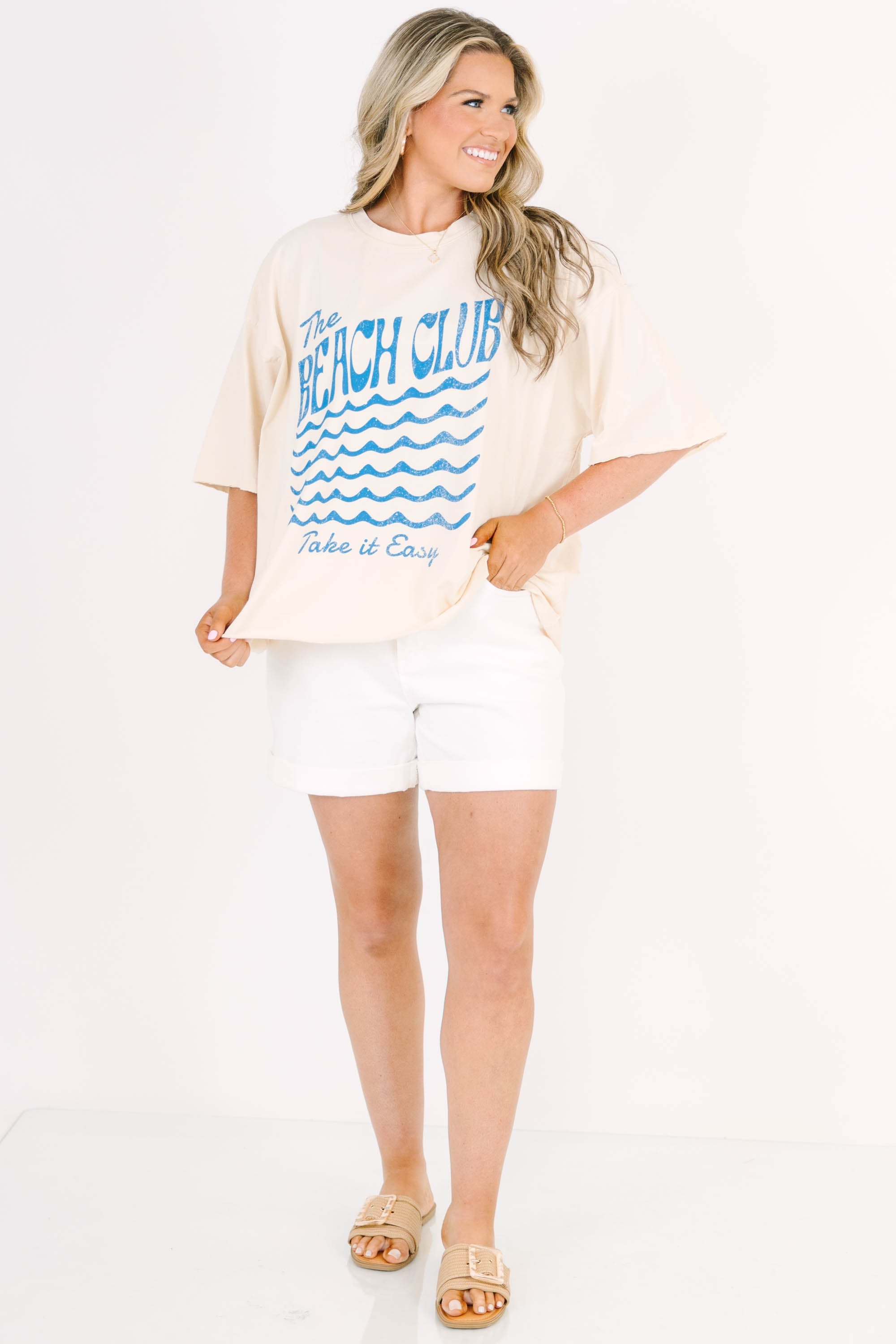 Beach Club Vintage Wash Tee, Sand