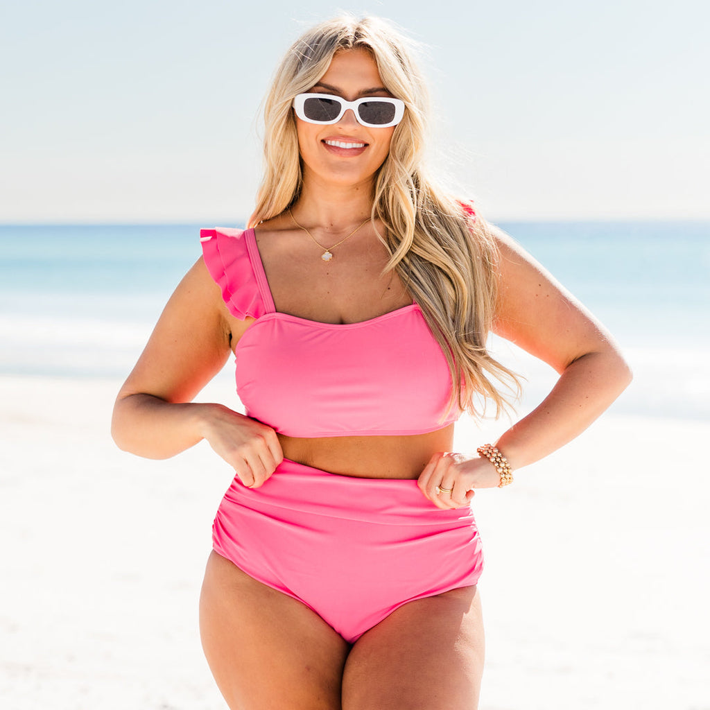 Beach Trip Swim Top, Candy Pink