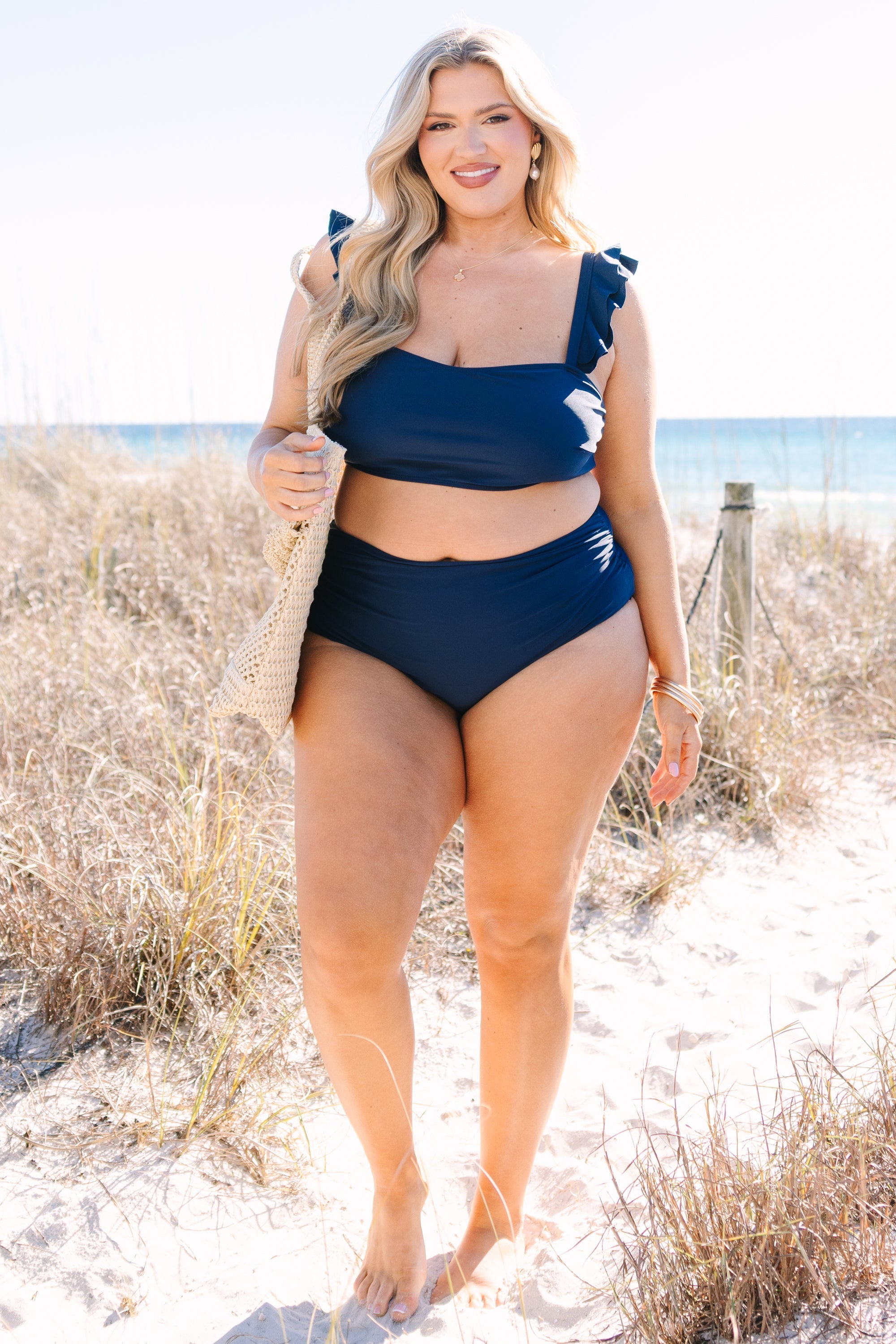 Soaking Up The Sun Swim Top, Navy