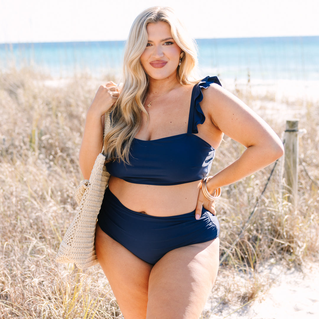 Soaking Up The Sun Swim Top, Navy
