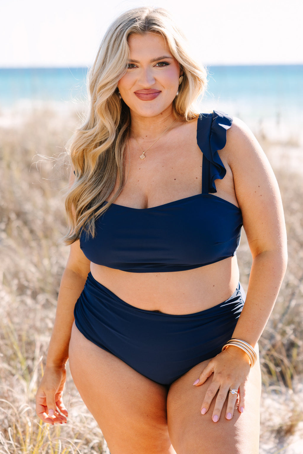 Soaking Up The Sun Swim Top, Navy
