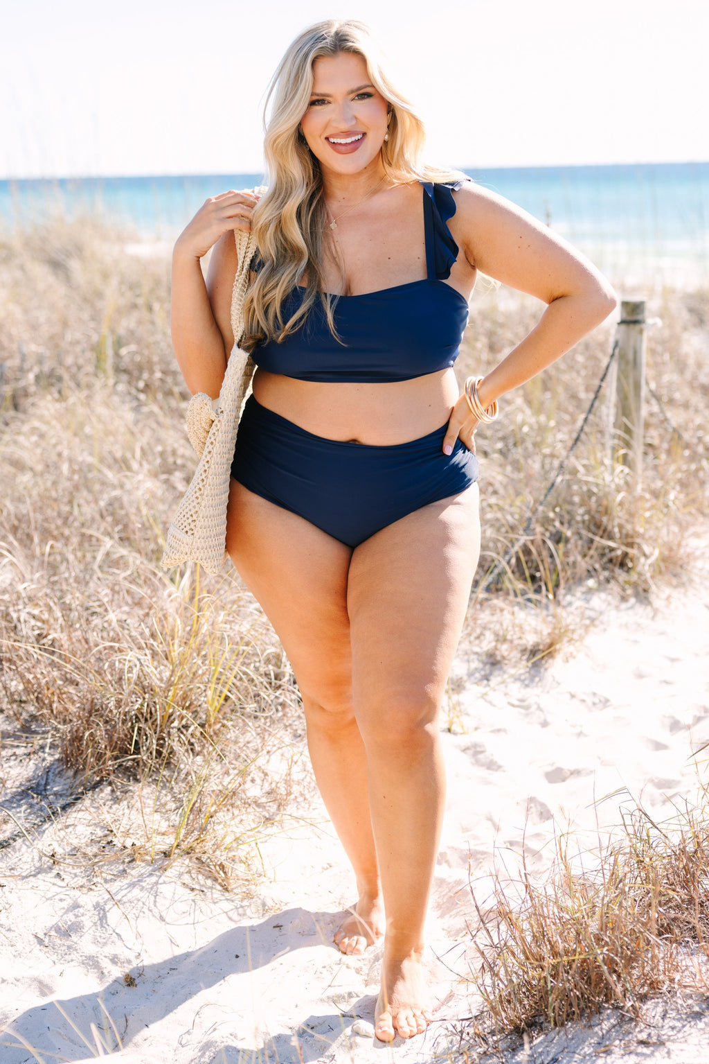 Soaking Up The Sun Swim Top, Navy