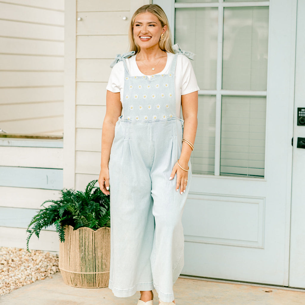 Best Foot Forward Jumpsuit, Light Wash