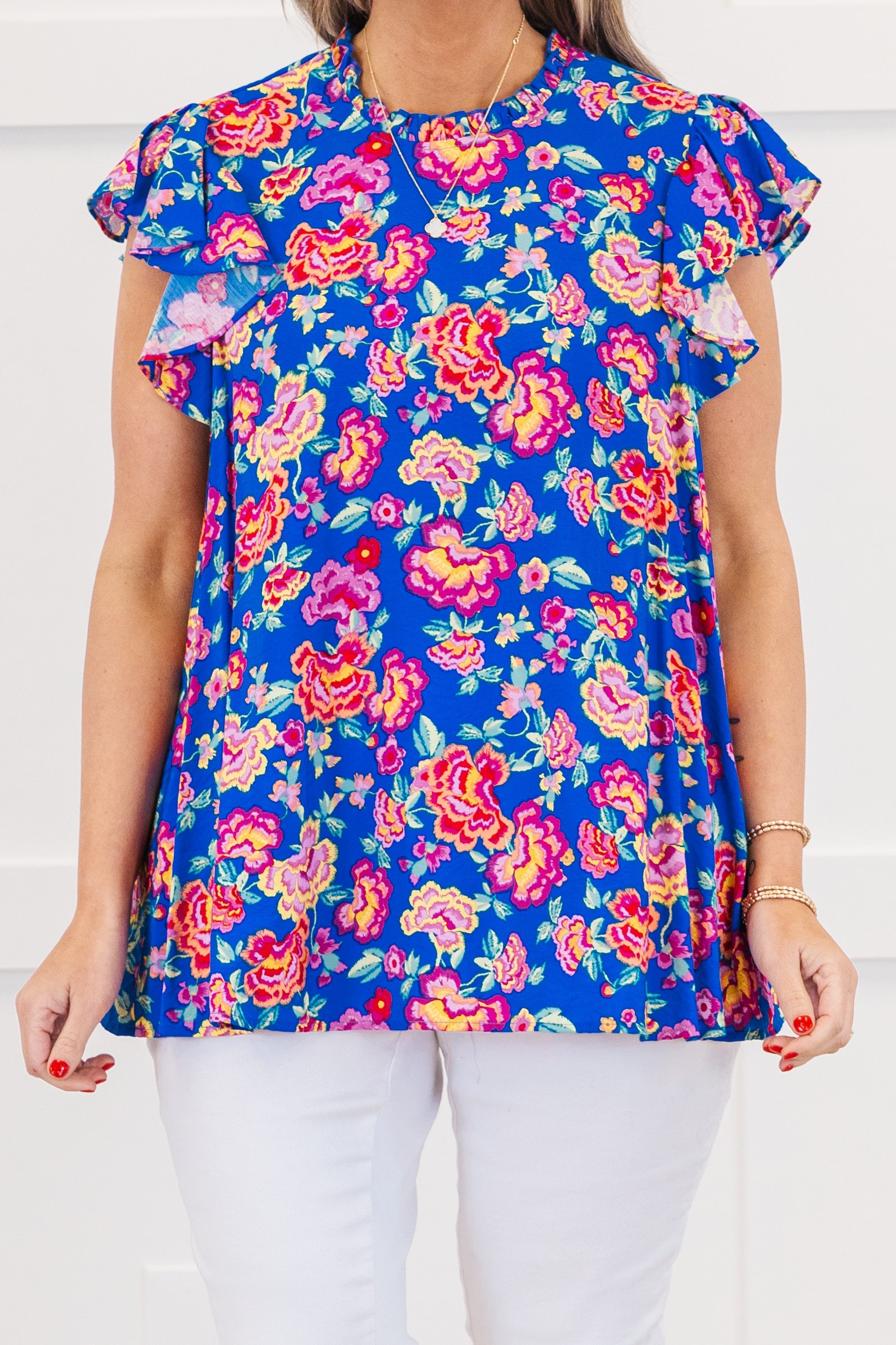 Bloom Boldly Top, Royal Blue