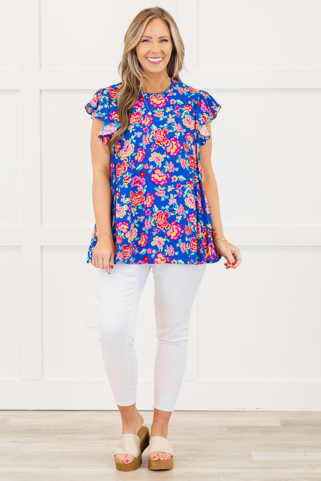 Bloom Boldly Top, Royal Blue