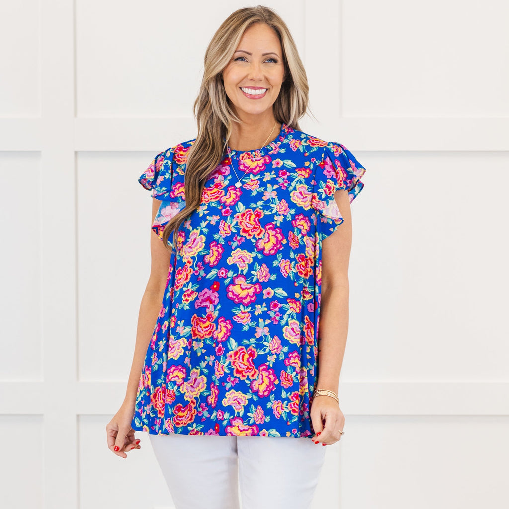 Bloom Boldly Top, Royal Blue
