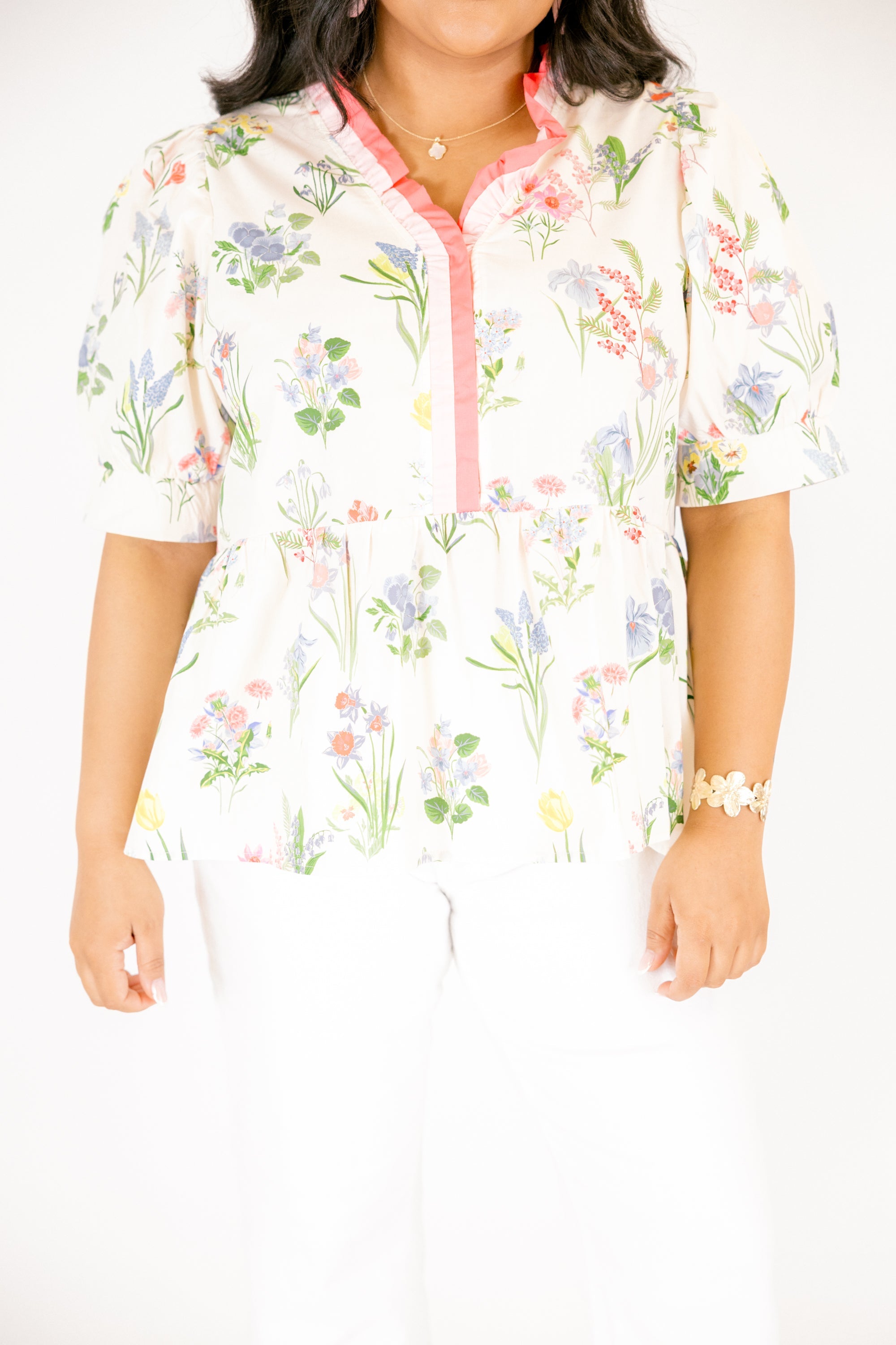 Bloom Bright Top, White-Pink