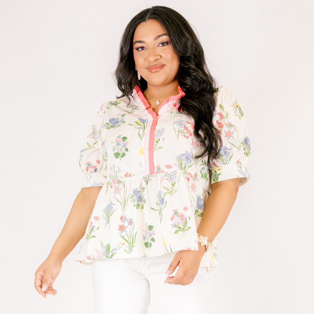 Bloom Bright Top, White-Pink