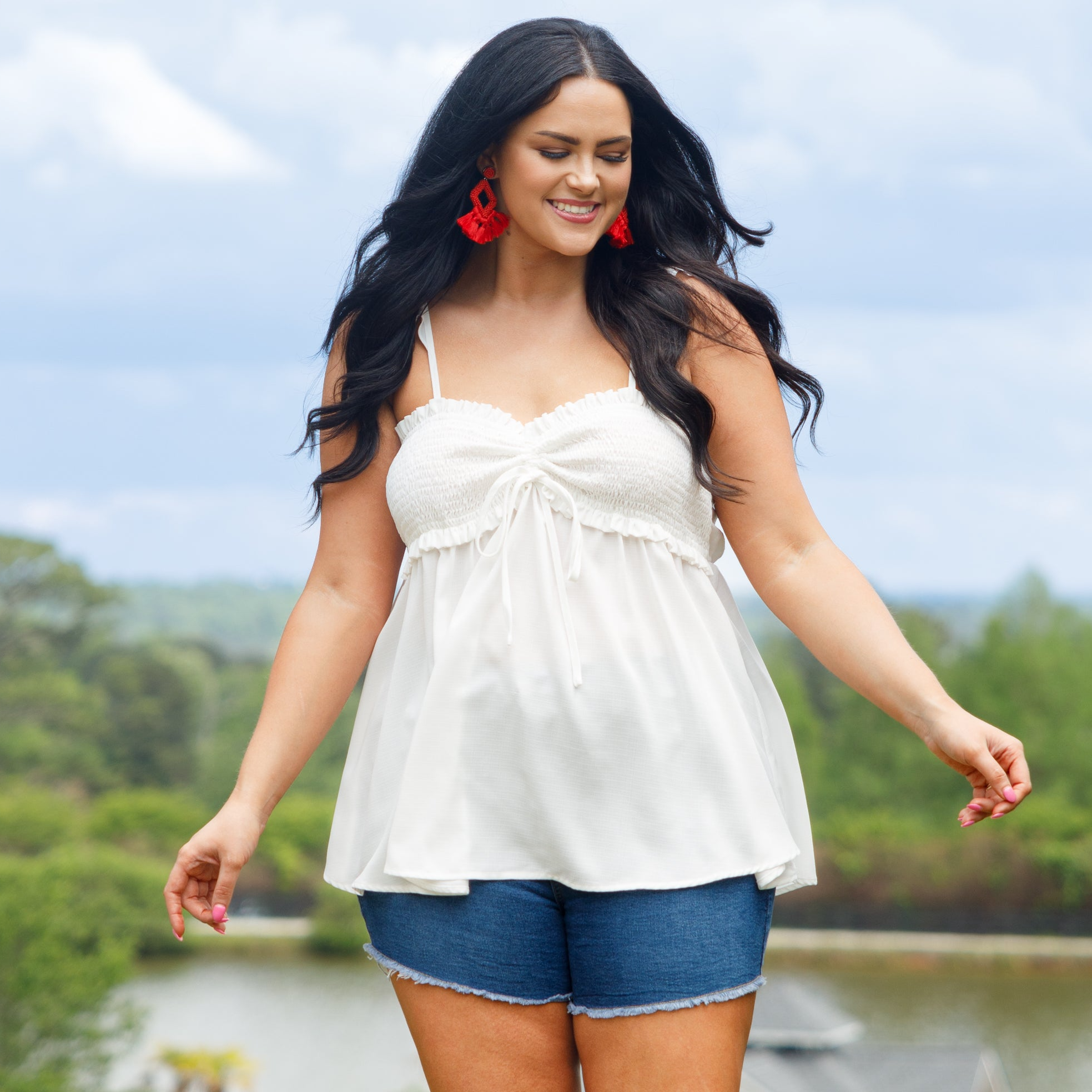 Blossoming Flower Top, White