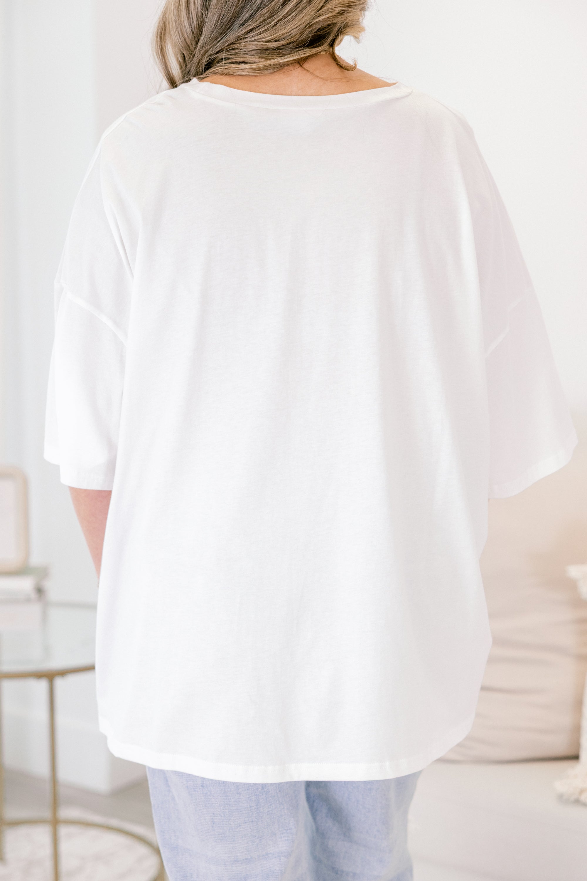 Boho Cheetah Boyfriend Tee, White