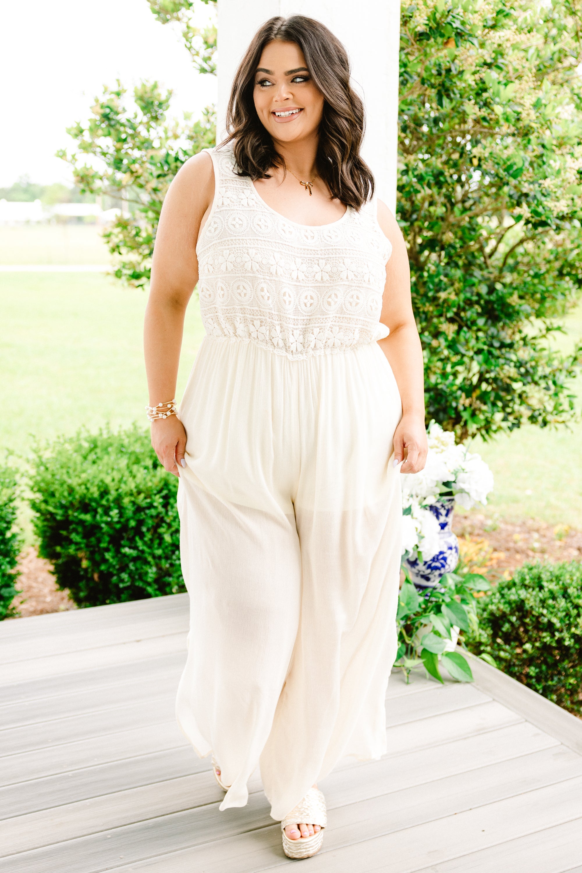 Boho In Lace Jumpsuit, White