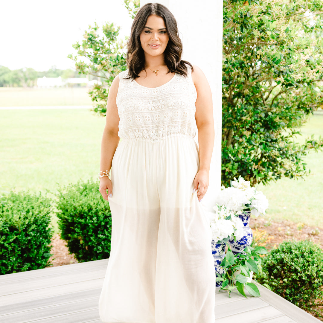 Boho In Lace Jumpsuit, White