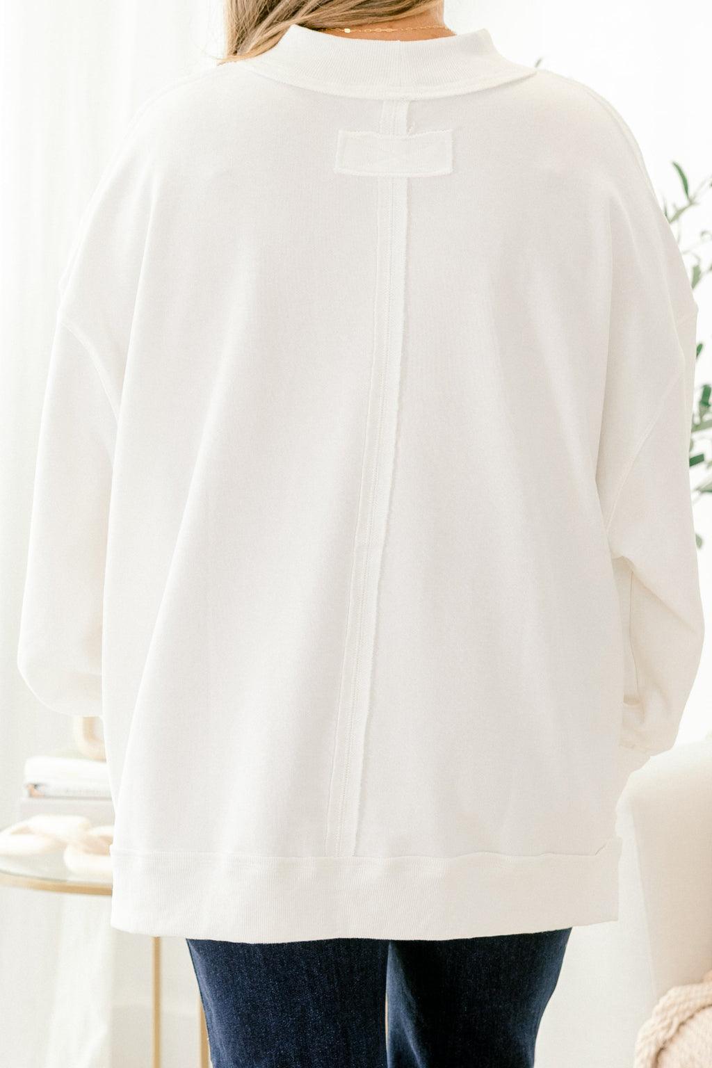 Book Girlie Mock Neck Pullover, Ivory