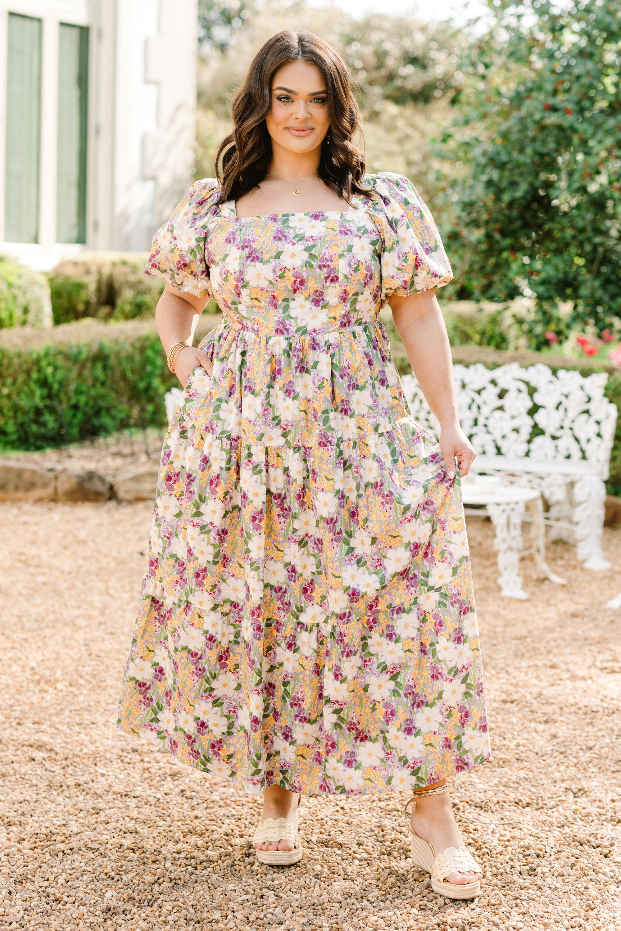 Botanical Beauty Queen Dress, Purple Multi