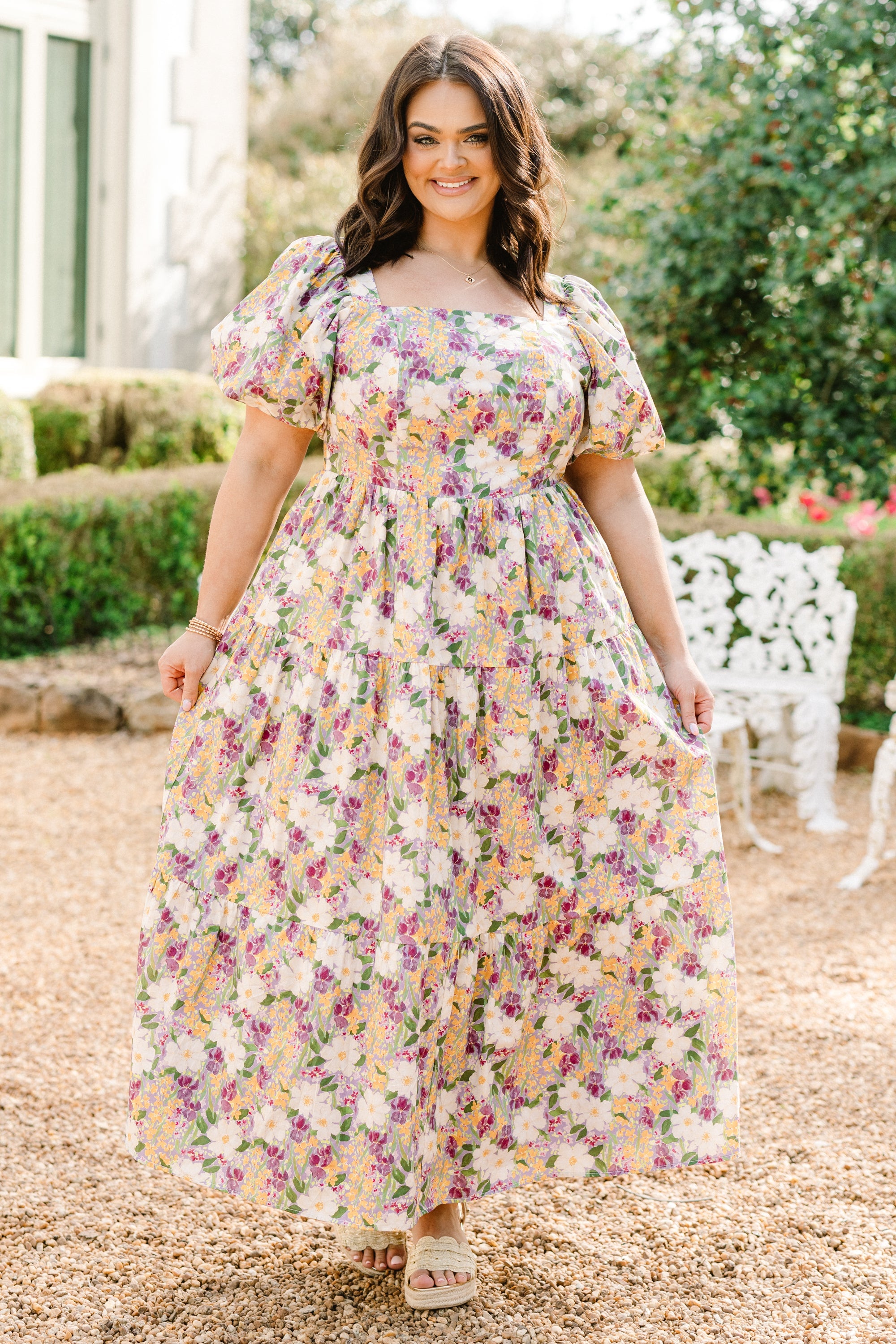 Botanical Beauty Queen Dress, Purple Multi