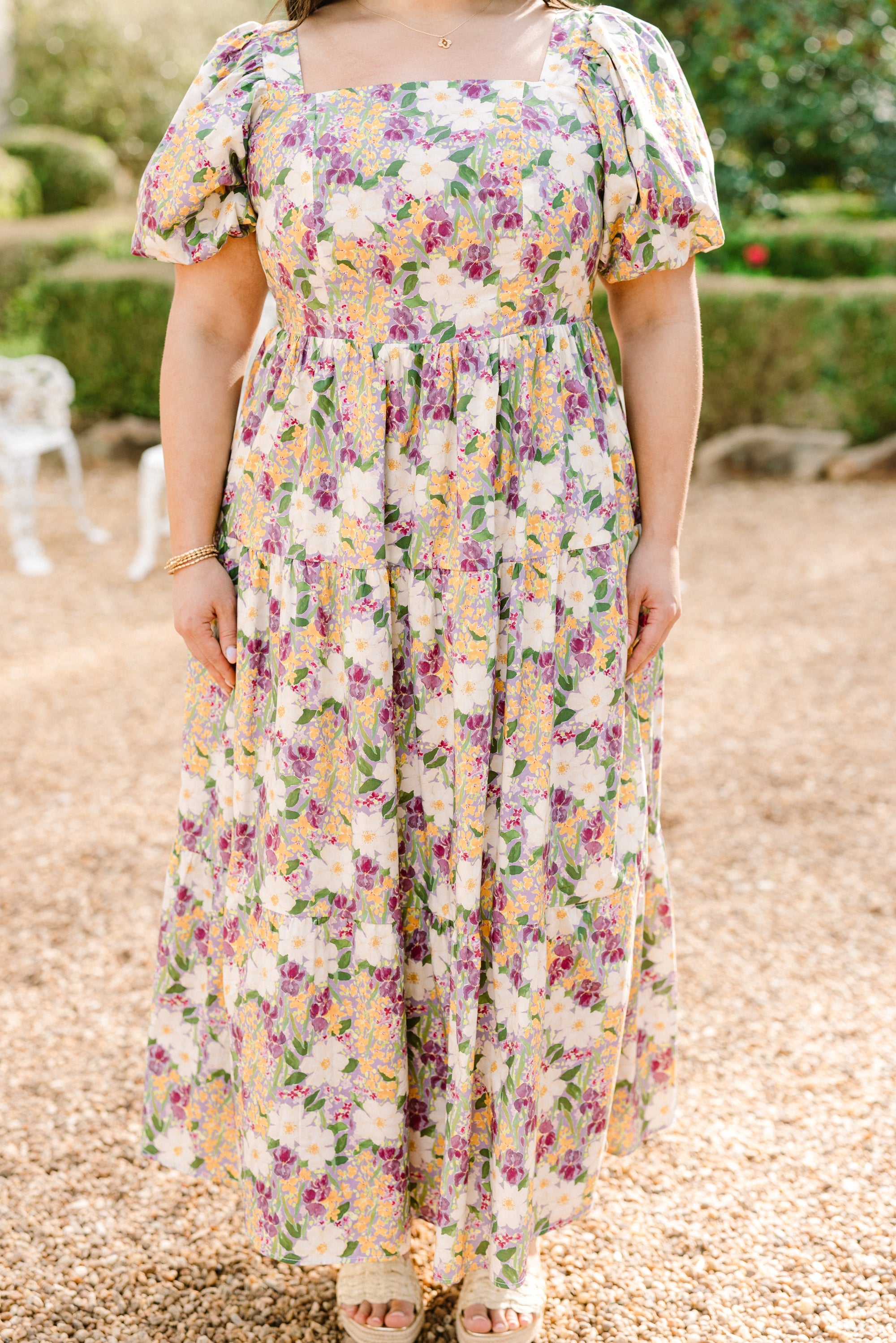 Botanical Beauty Queen Dress, Purple Multi