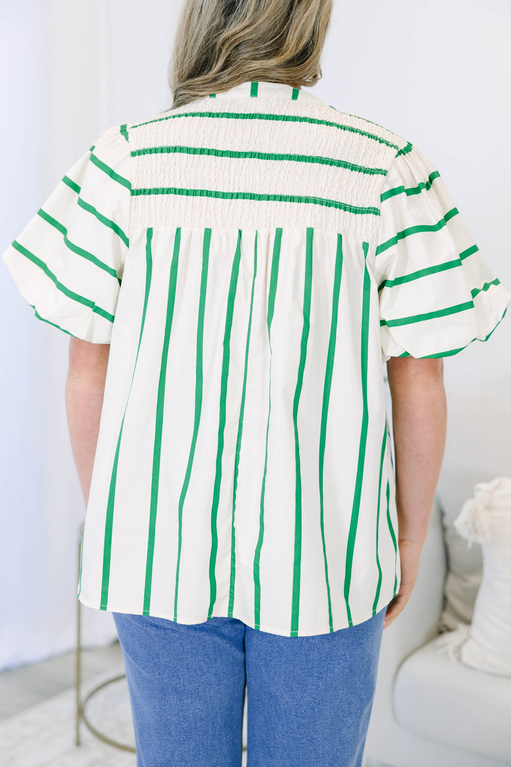 Breathe In The Air Top, Green Stripe