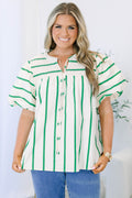 Breathe In The Air Top, Green Stripe
