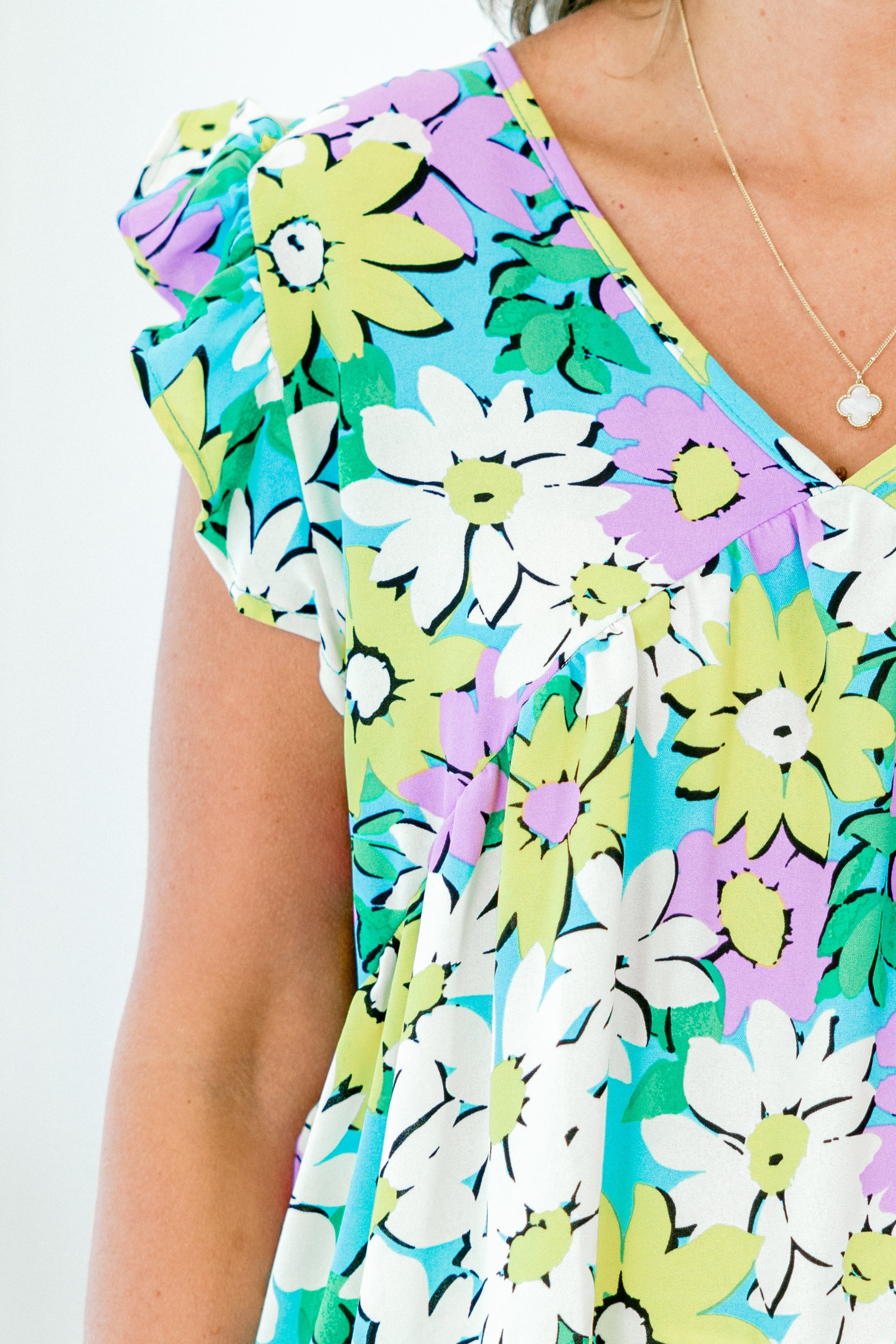 Breathing Easy Babydoll Top, Mint Multi