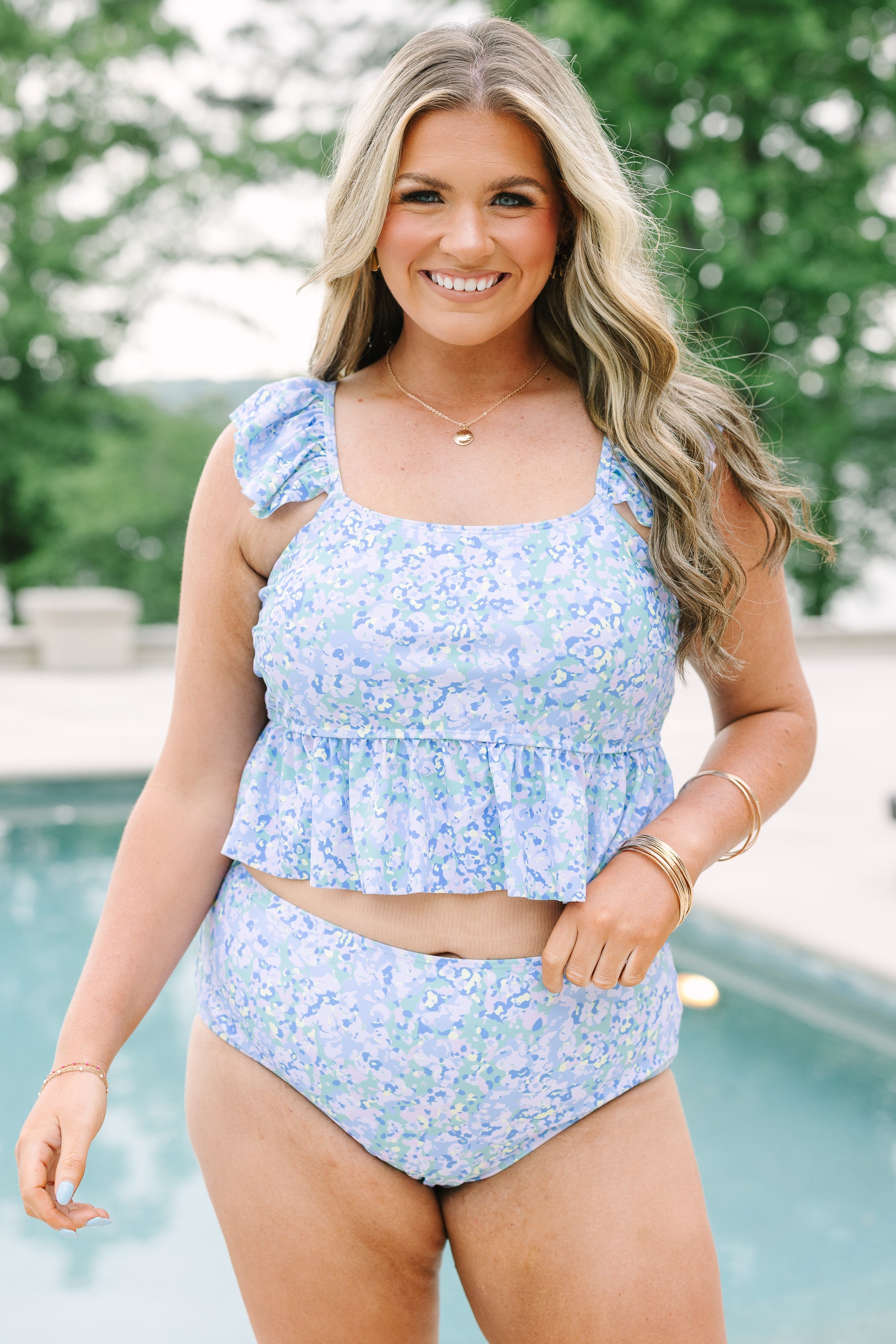 Breeze Through Paradise Tankini, Blue Floral