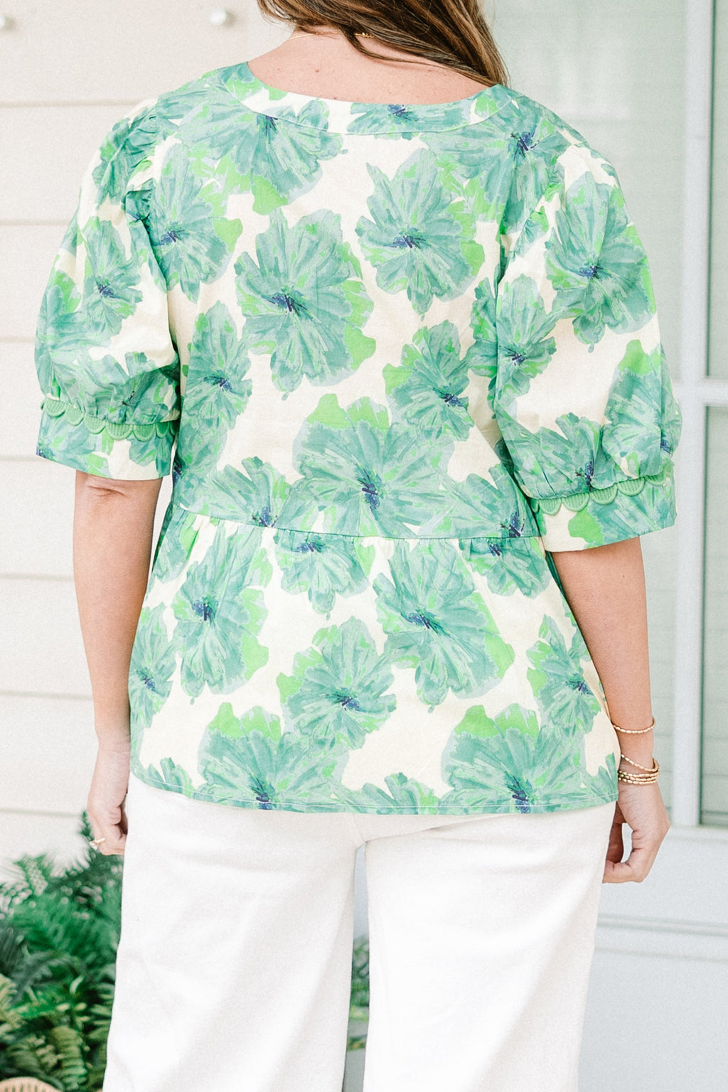 Bright Morning Sun Top, Green-Ivory