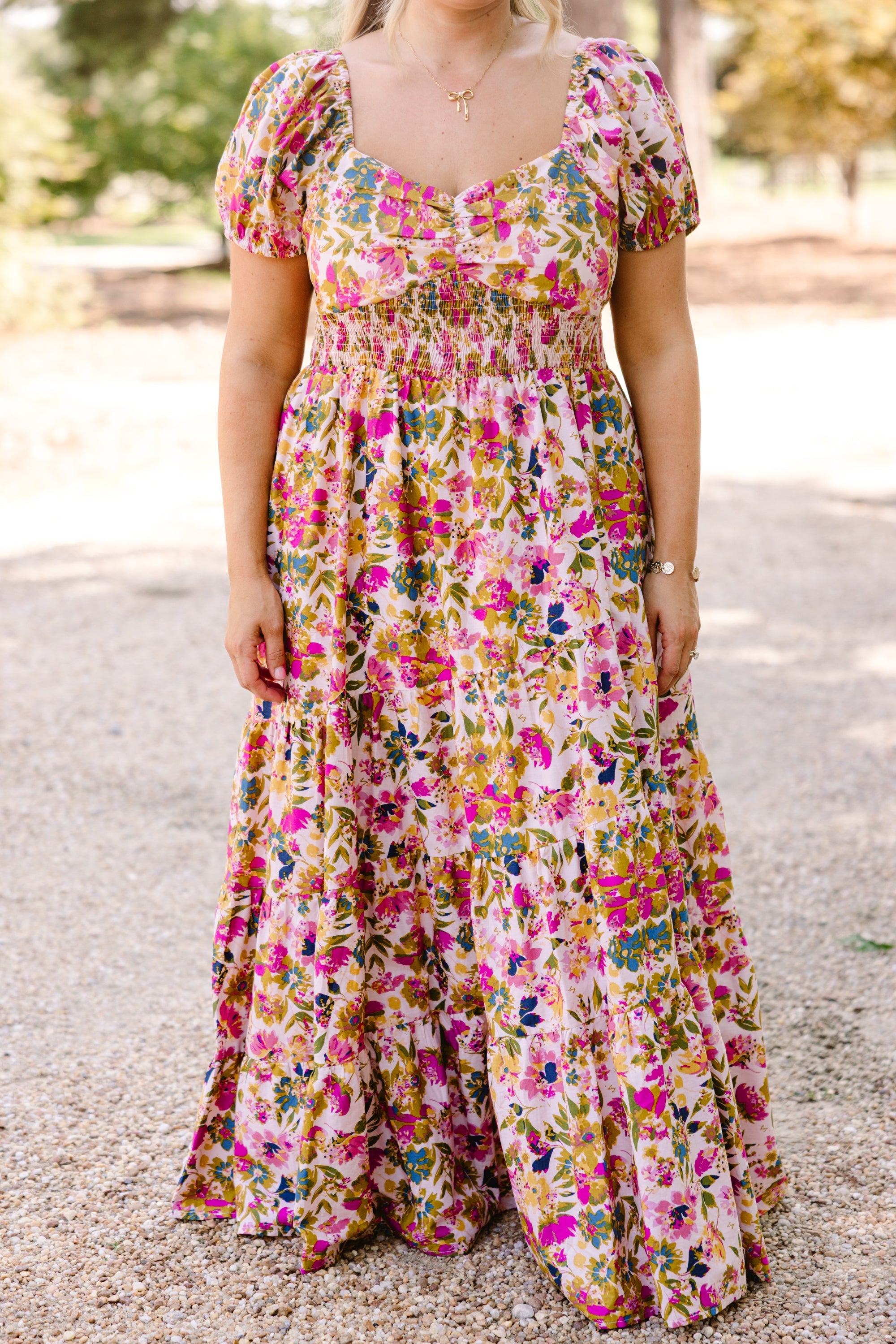 Brighter Perspective Dress, Tan Floral