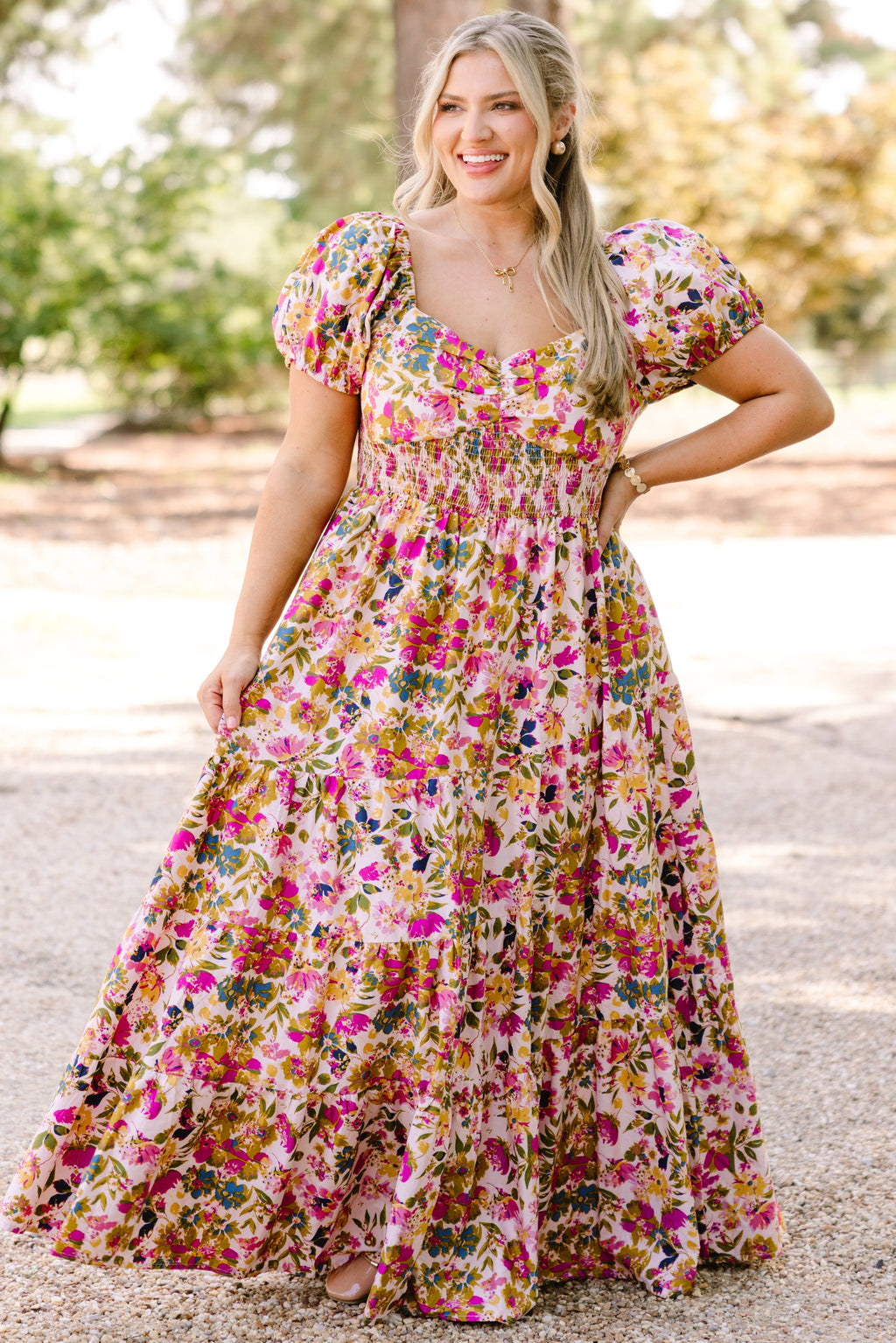 Brighter Perspective Dress, Tan Floral
