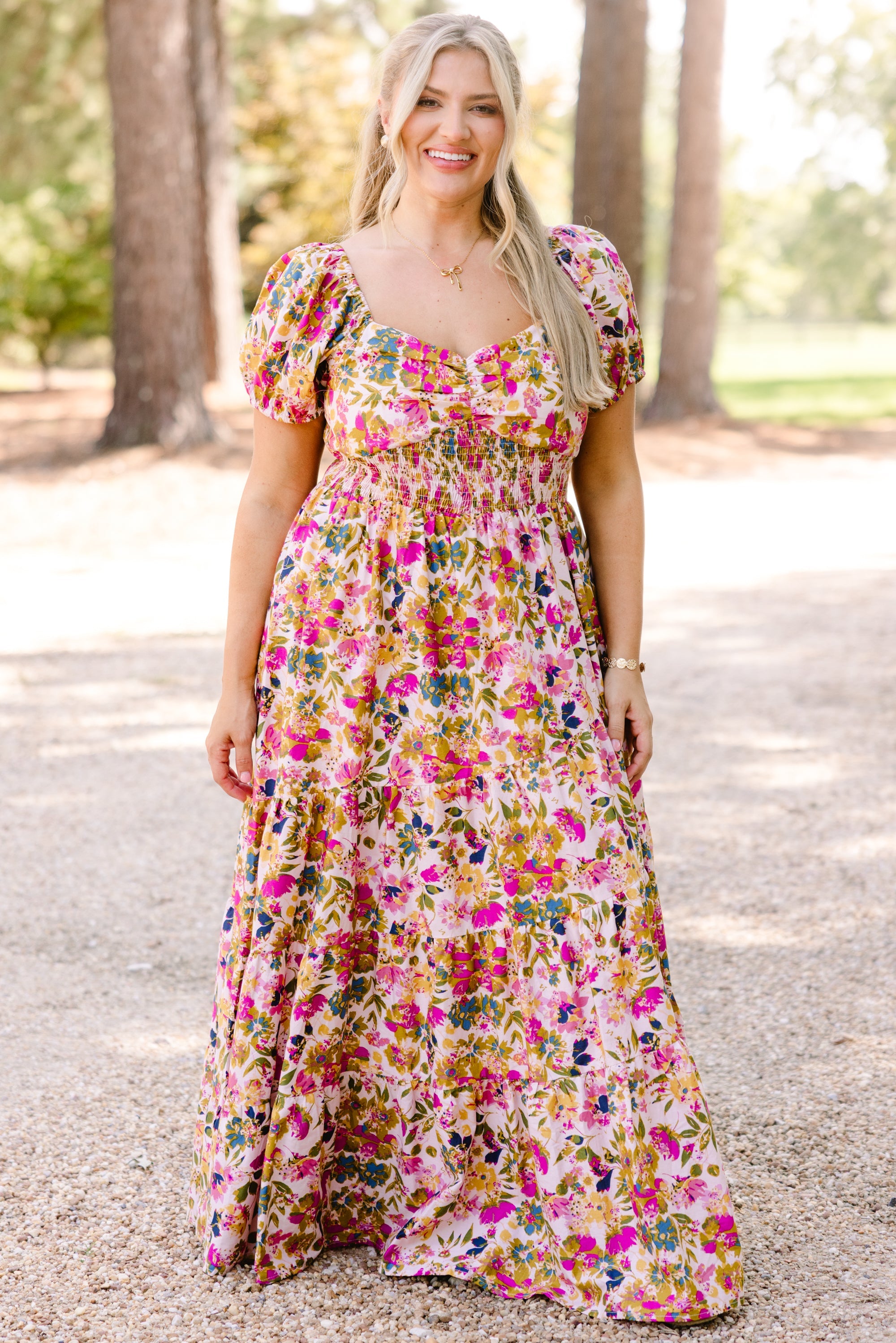 Brighter Perspective Dress, Tan Floral