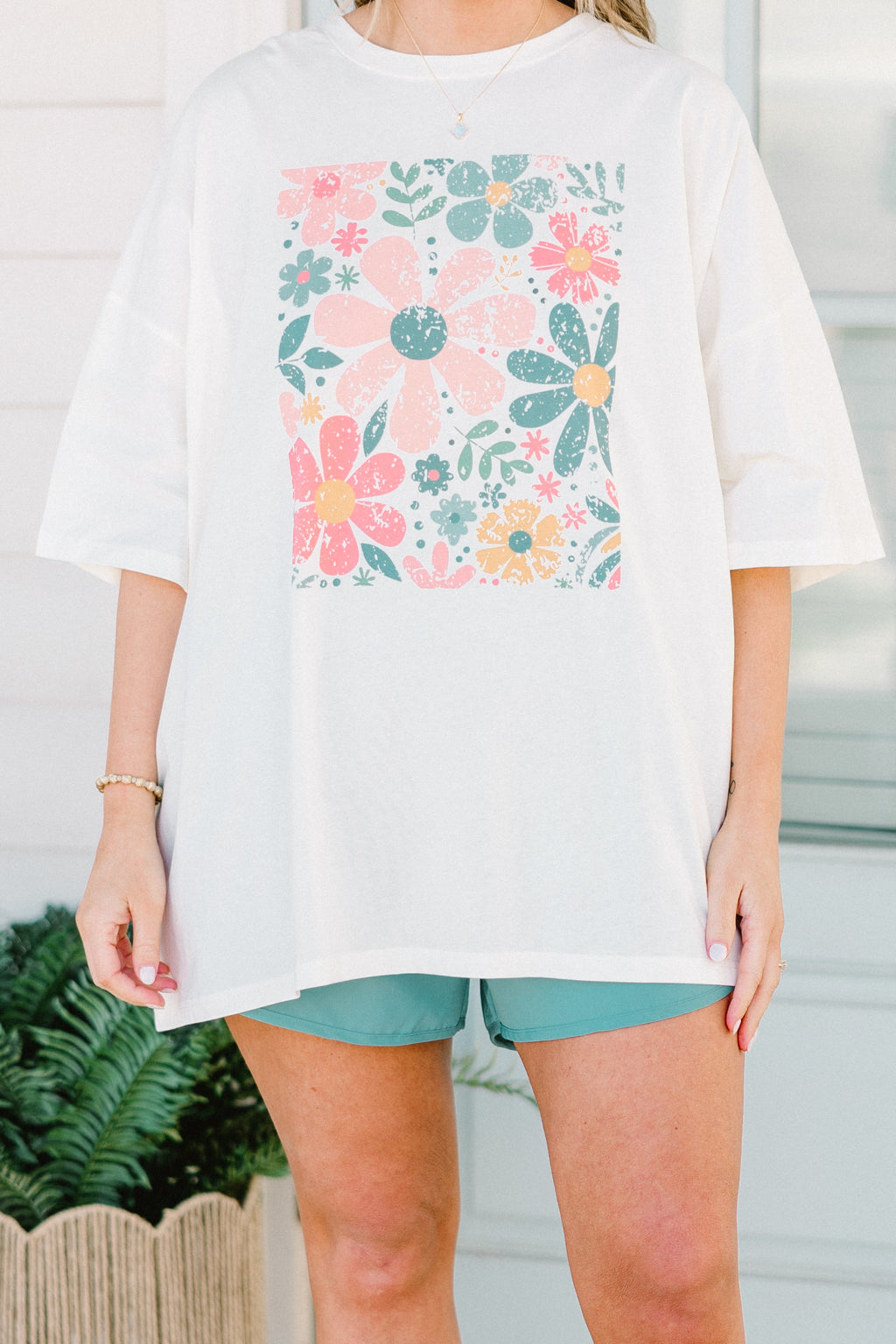 Bunch of Flowers Boyfriend Tee, Ivory